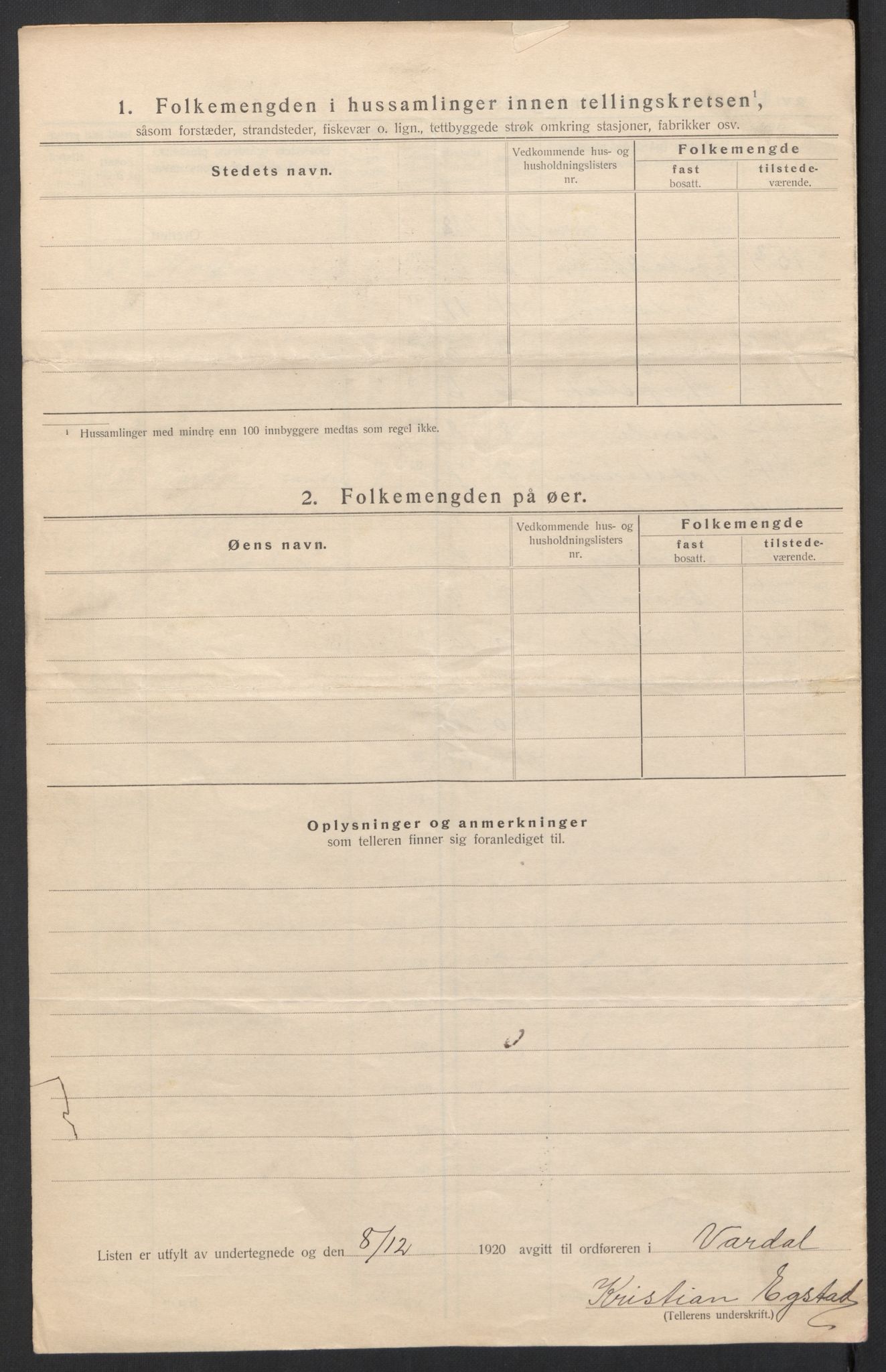 SAH, 1920 census for Vardal, 1920, p. 32