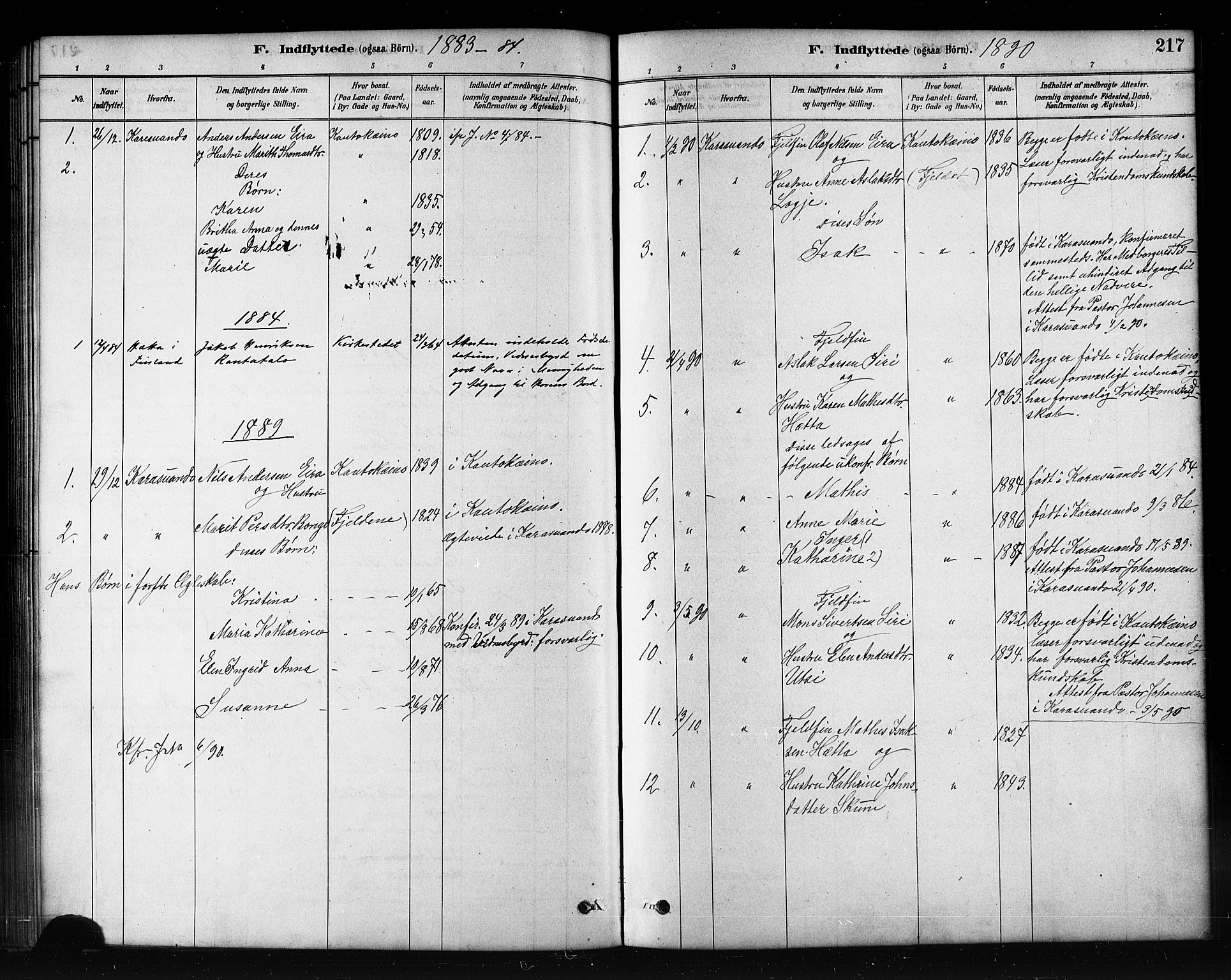 Kautokeino sokneprestembete, SATØ/S-1340/H/Hb/L0002.klokk: Parish register (copy) no. 2, 1877-1896, p. 217