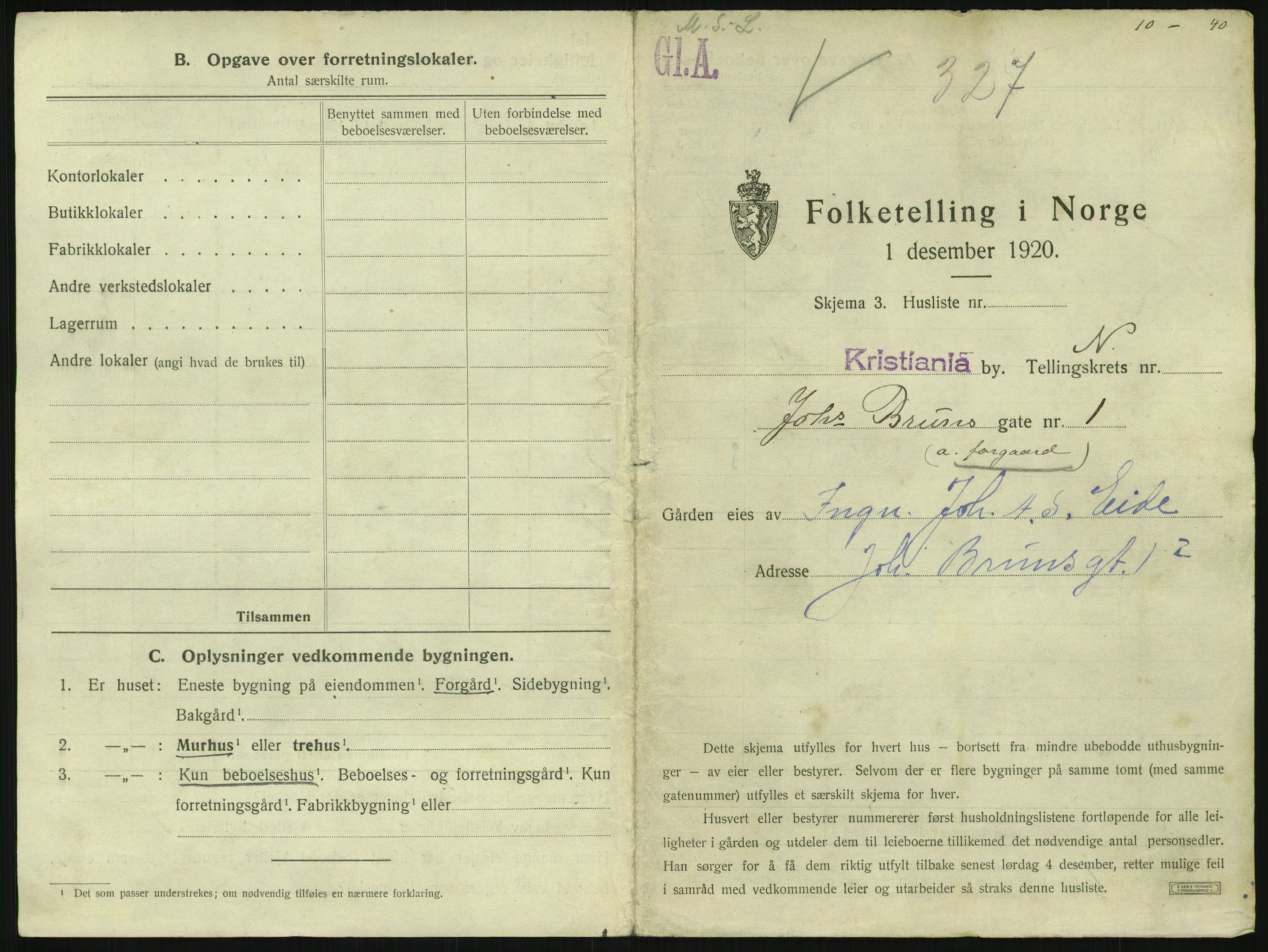 SAO, 1920 census for Kristiania, 1920, p. 48246