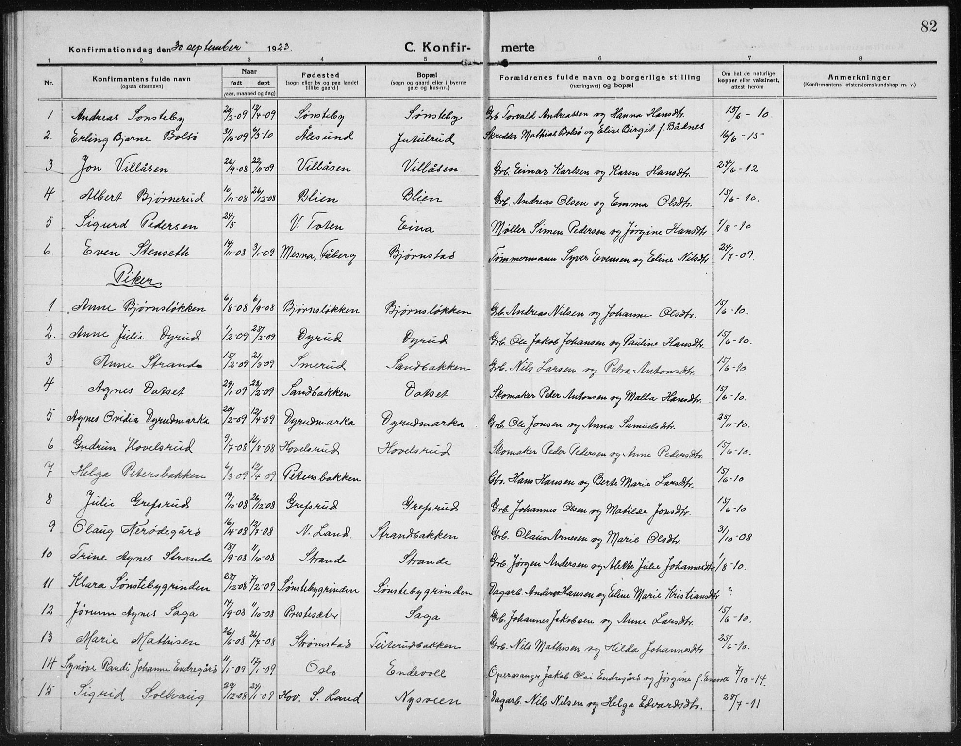 Kolbu prestekontor, SAH/PREST-110/H/Ha/Hab/L0006: Parish register (copy) no. 6, 1916-1934, p. 82