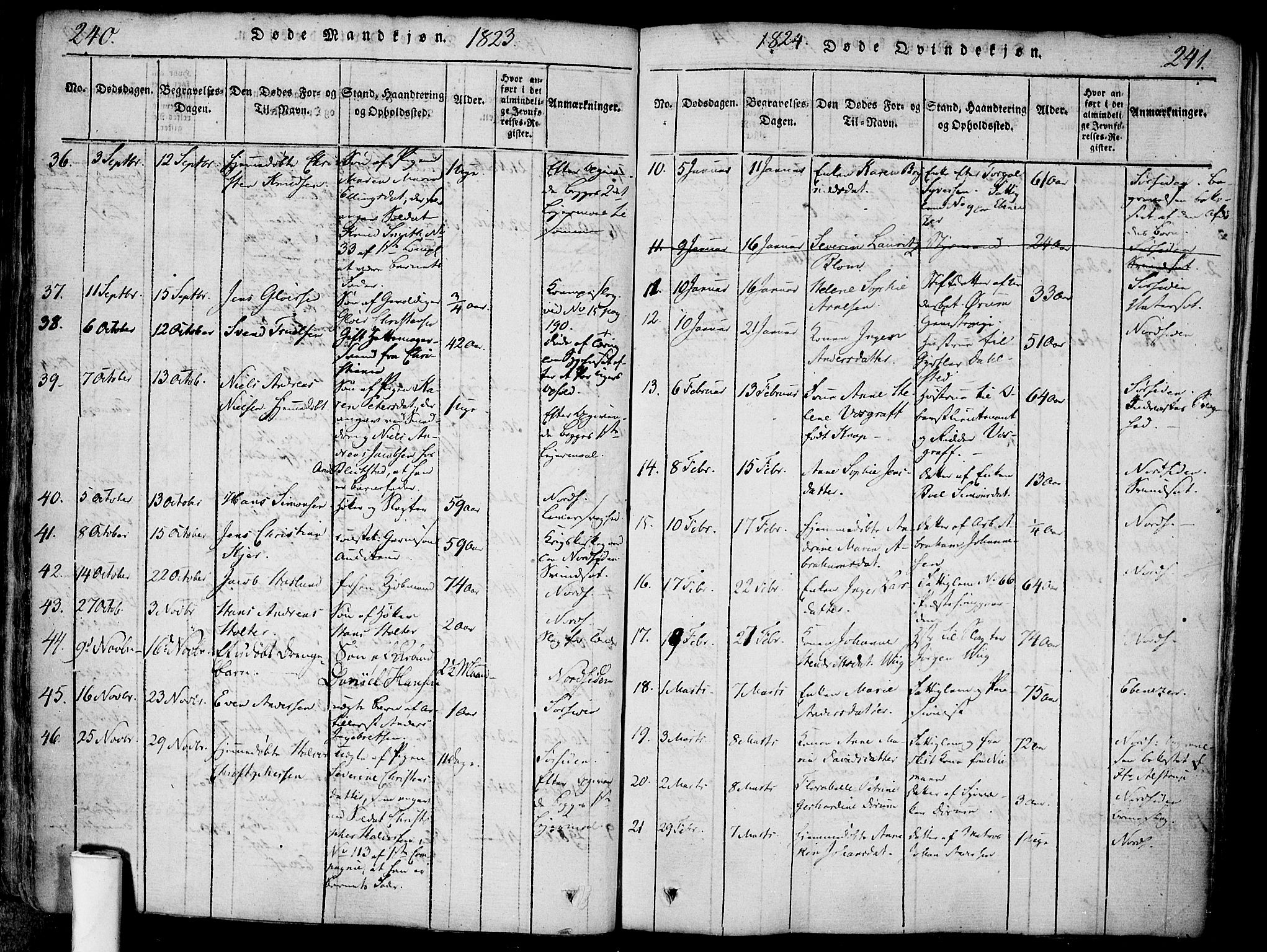 Halden prestekontor Kirkebøker, AV/SAO-A-10909/F/Fa/L0003: Parish register (official) no. I 3, 1815-1834, p. 240-241