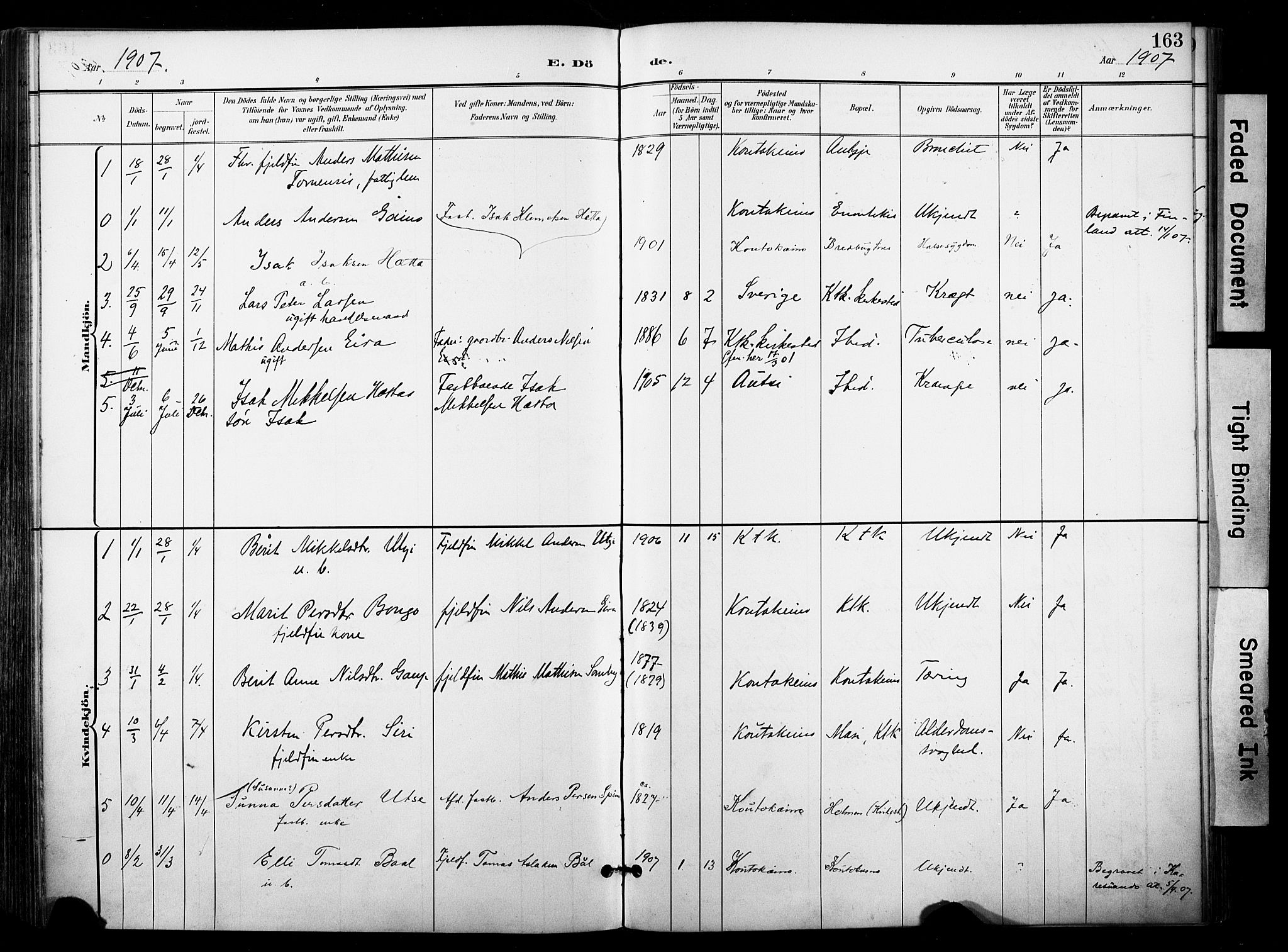 Kautokeino sokneprestembete, SATØ/S-1340/H/Ha/L0005.kirke: Parish register (official) no. 5, 1896-1916, p. 163