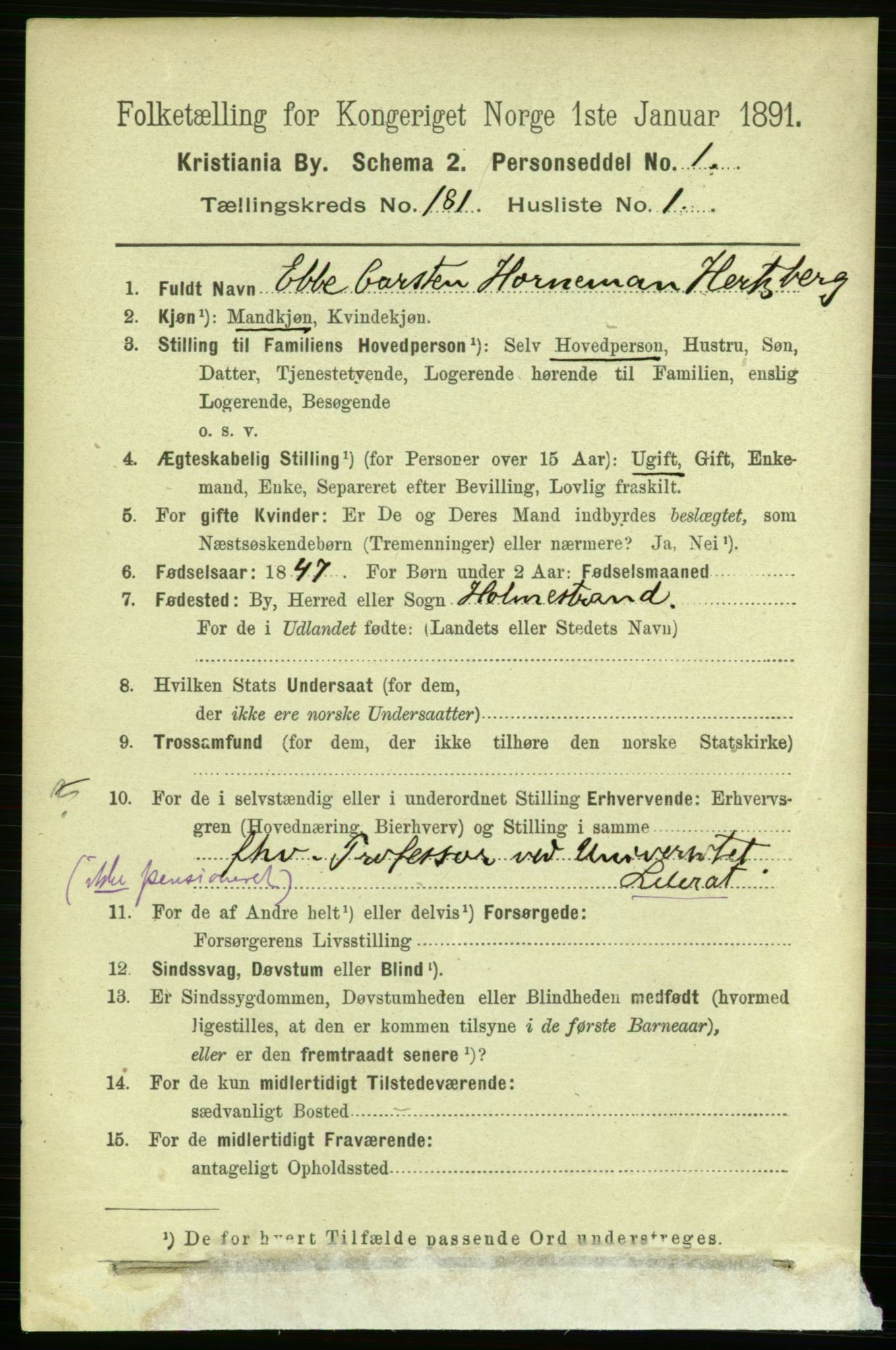 RA, 1891 census for 0301 Kristiania, 1891, p. 108488