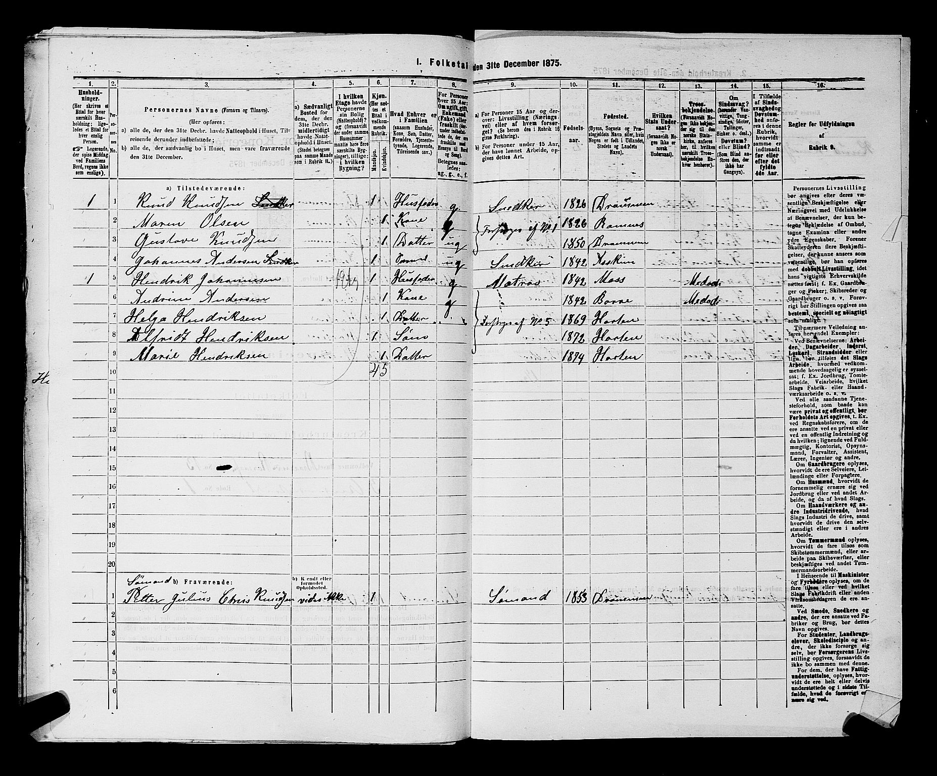 SAKO, 1875 census for 0703P Horten, 1875, p. 620