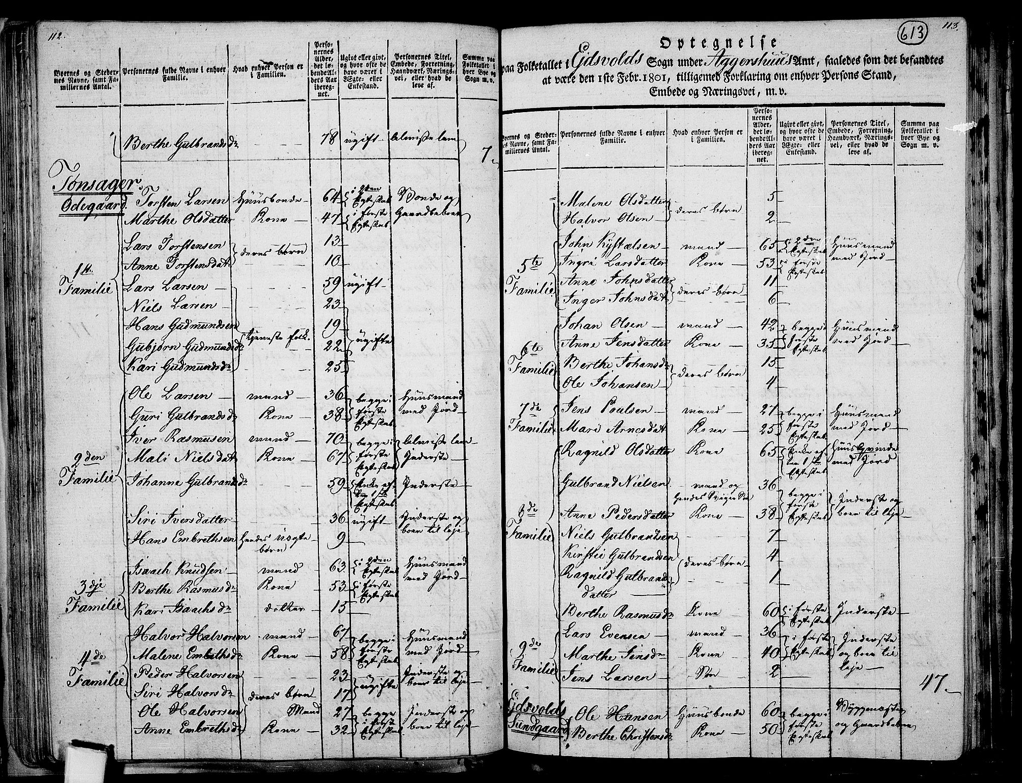 RA, 1801 census for 0237P Eidsvoll, 1801, p. 612b-613a