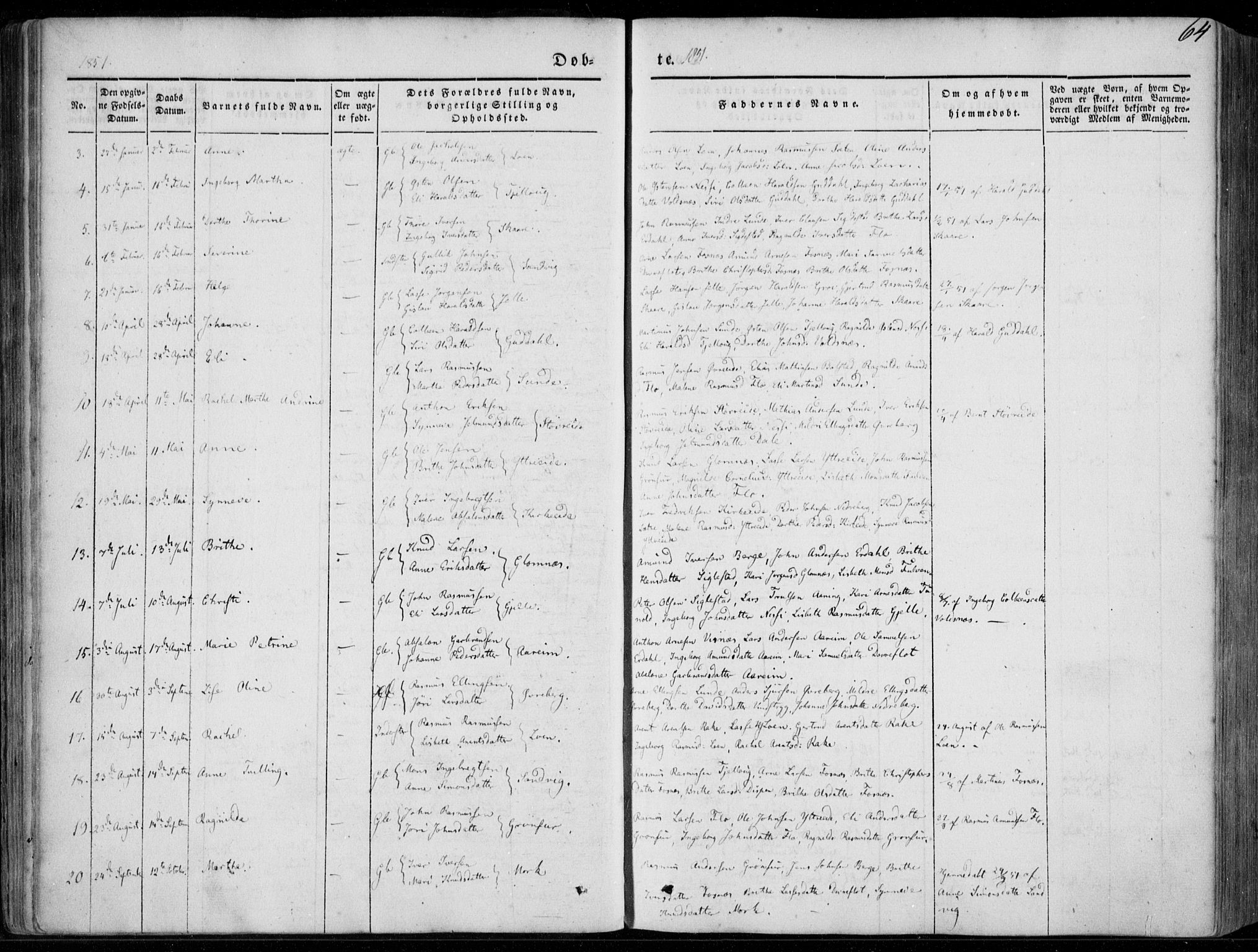 Stryn Sokneprestembete, SAB/A-82501: Parish register (official) no. A 2, 1844-1861, p. 64