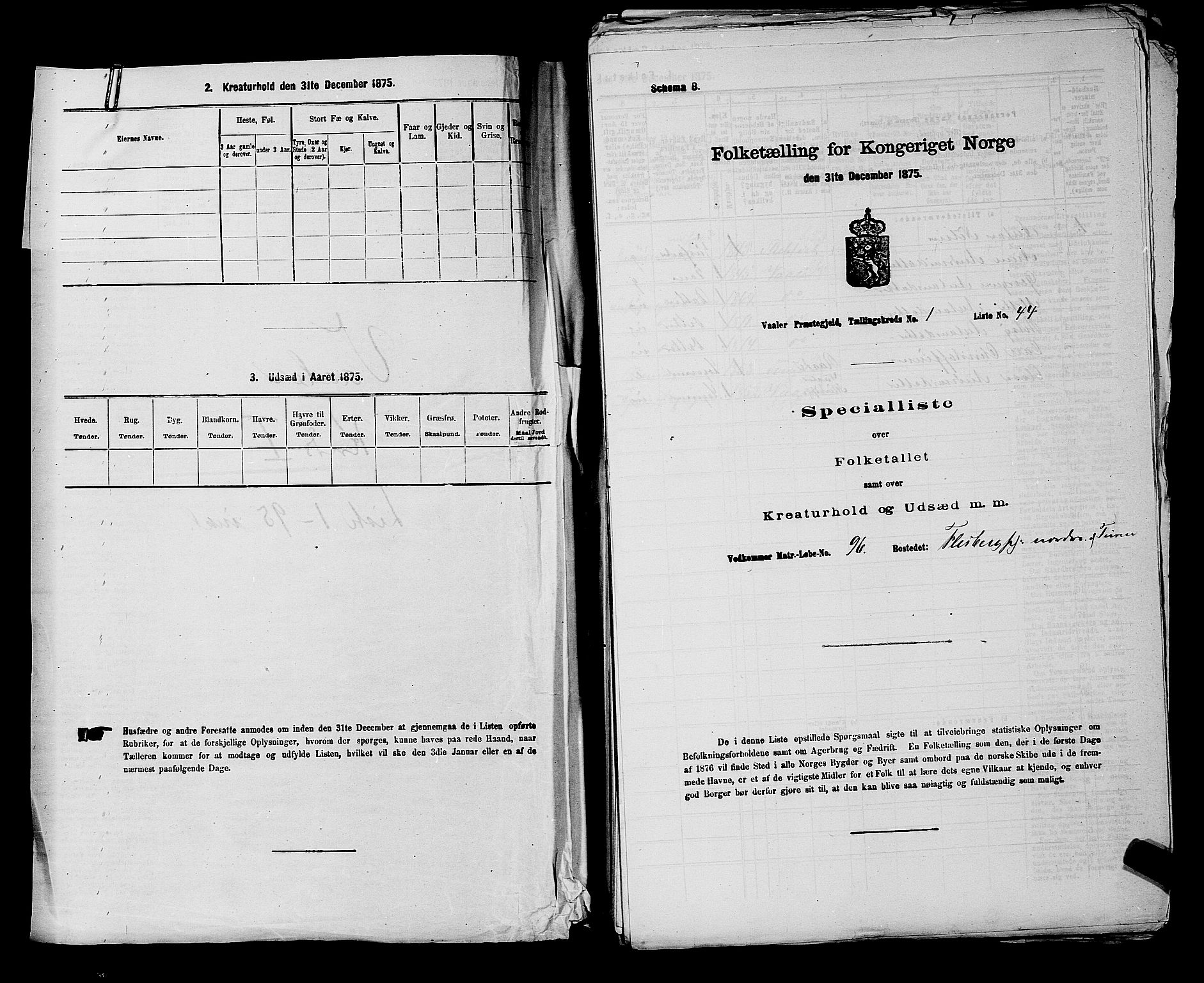 RA, 1875 census for 0137P Våler, 1875, p. 33