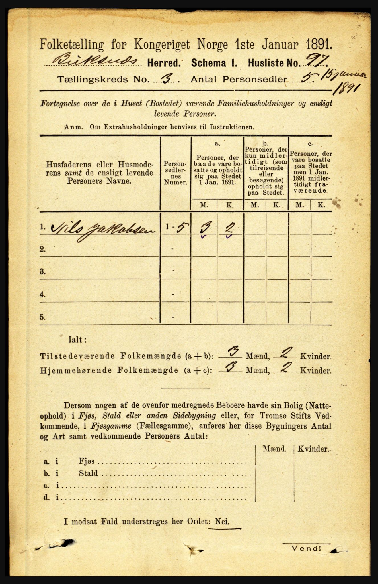 RA, 1891 census for 1860 Buksnes, 1891, p. 2201