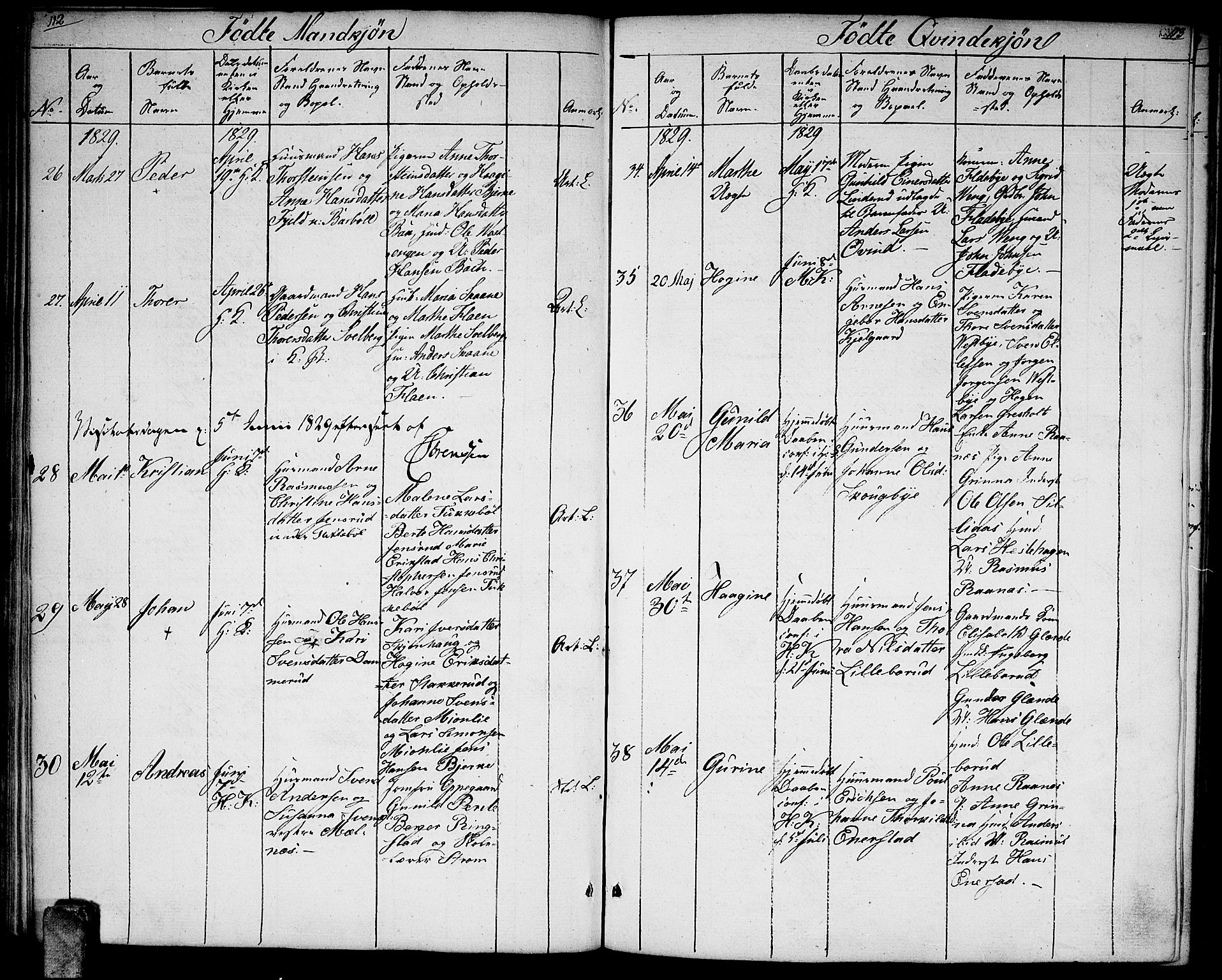 Enebakk prestekontor Kirkebøker, AV/SAO-A-10171c/F/Fa/L0007: Parish register (official) no. I 7, 1823-1832, p. 112-113