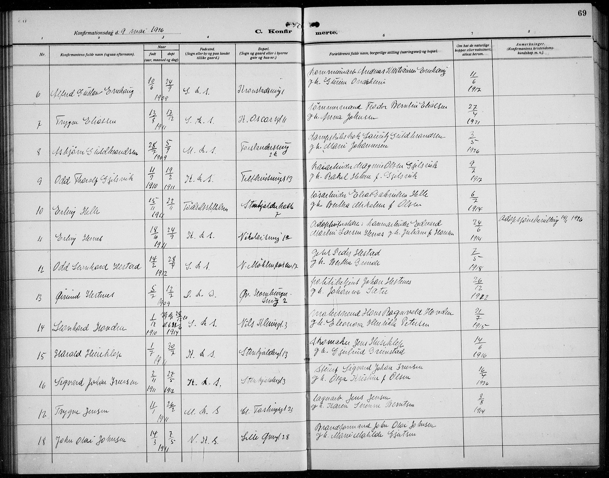 Korskirken sokneprestembete, AV/SAB-A-76101/H/Hab: Parish register (copy) no. C 6, 1918-1941, p. 69