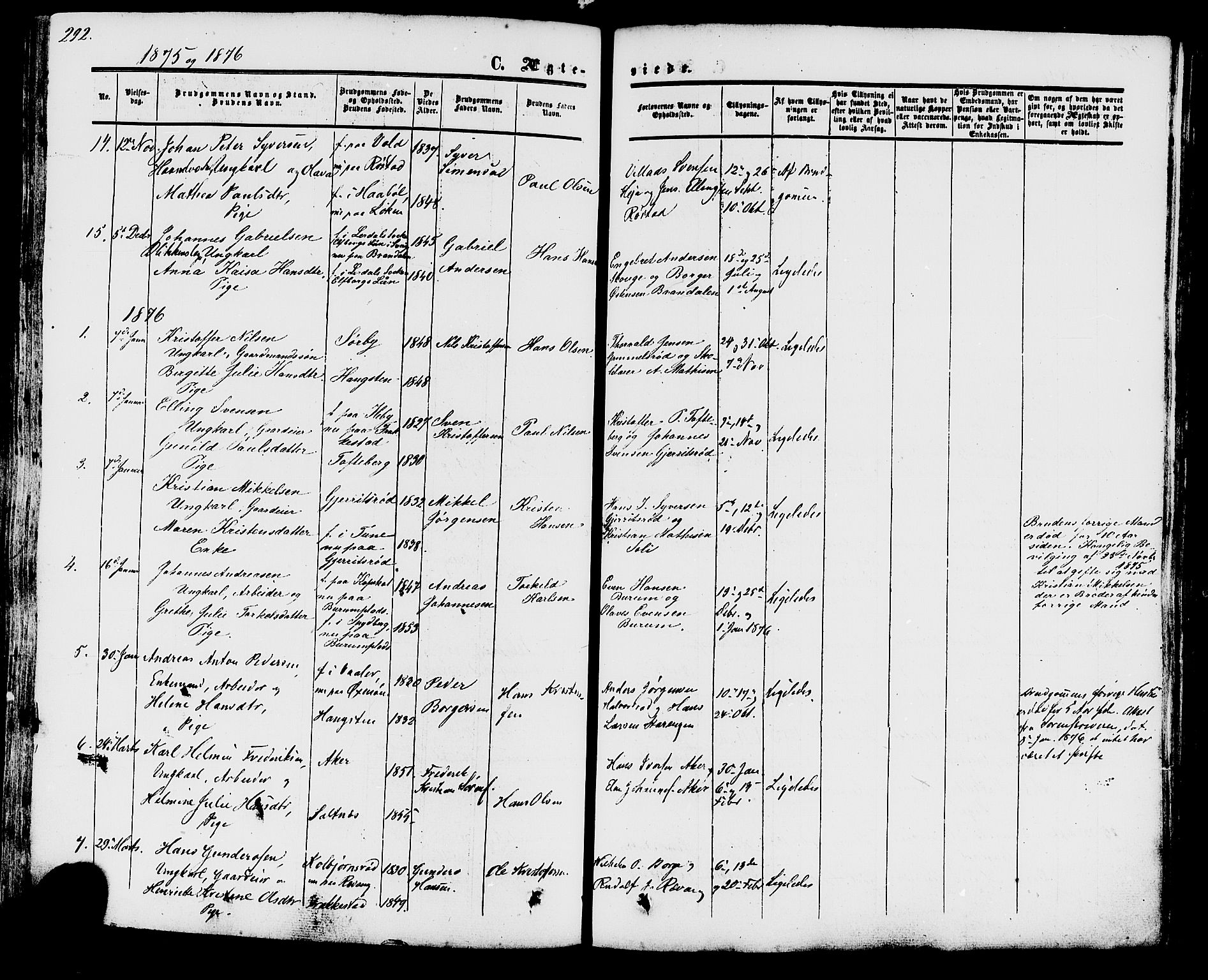 Råde prestekontor kirkebøker, AV/SAO-A-2009/F/Fa/L0006: Parish register (official) no. 6, 1854-1877, p. 292