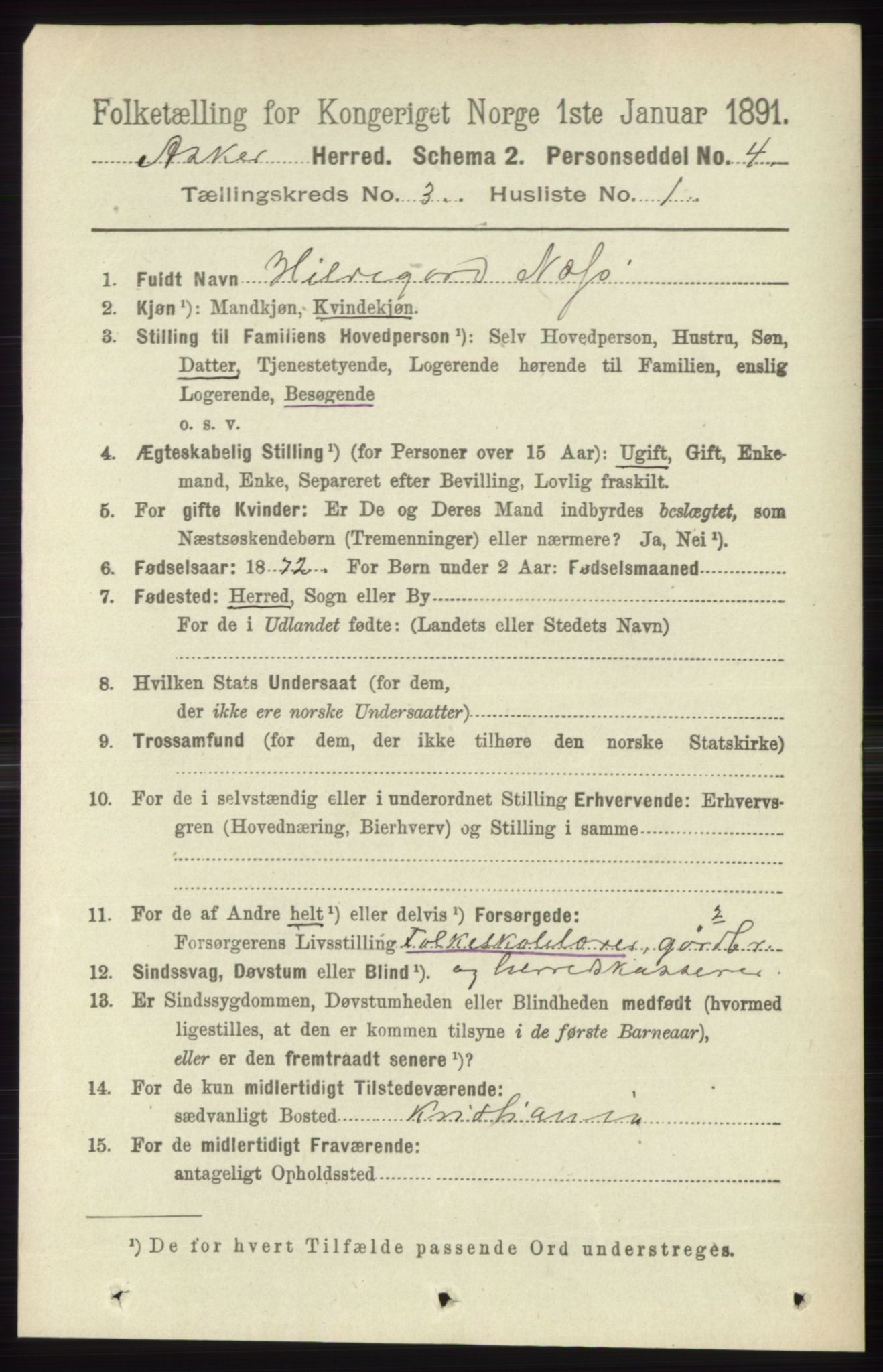 RA, 1891 census for 0220 Asker, 1891, p. 1984