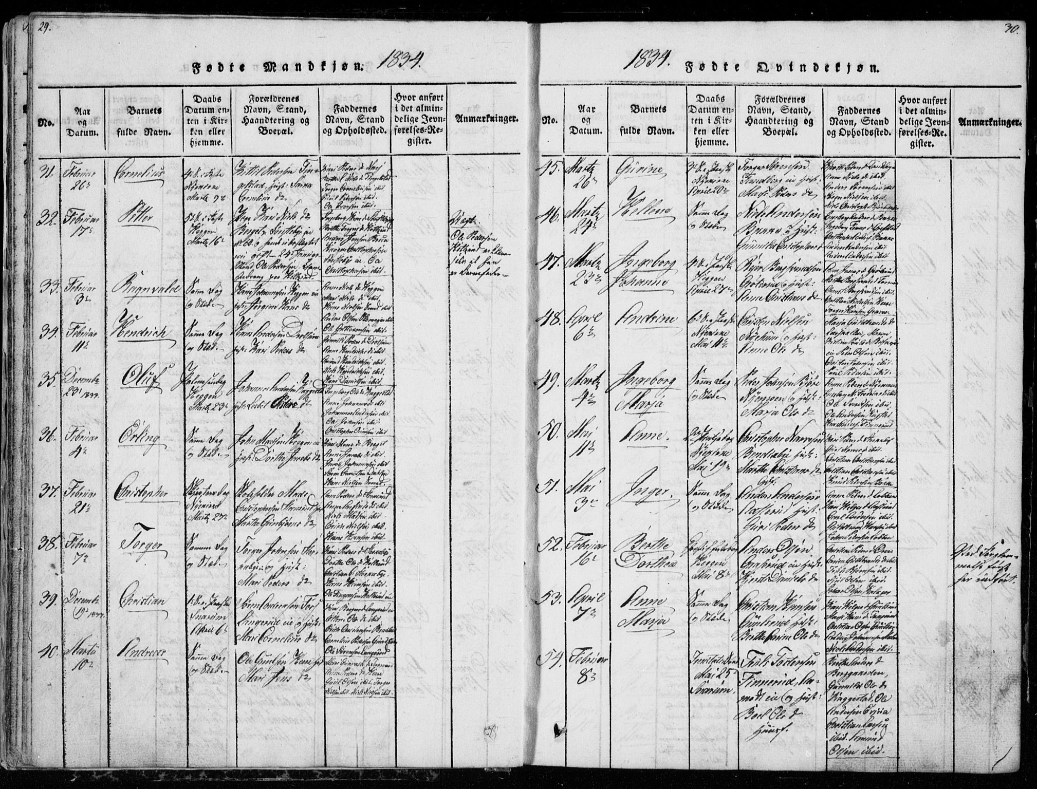 Modum kirkebøker, SAKO/A-234/G/Ga/L0003: Parish register (copy) no. I 3, 1832-1842, p. 29-30