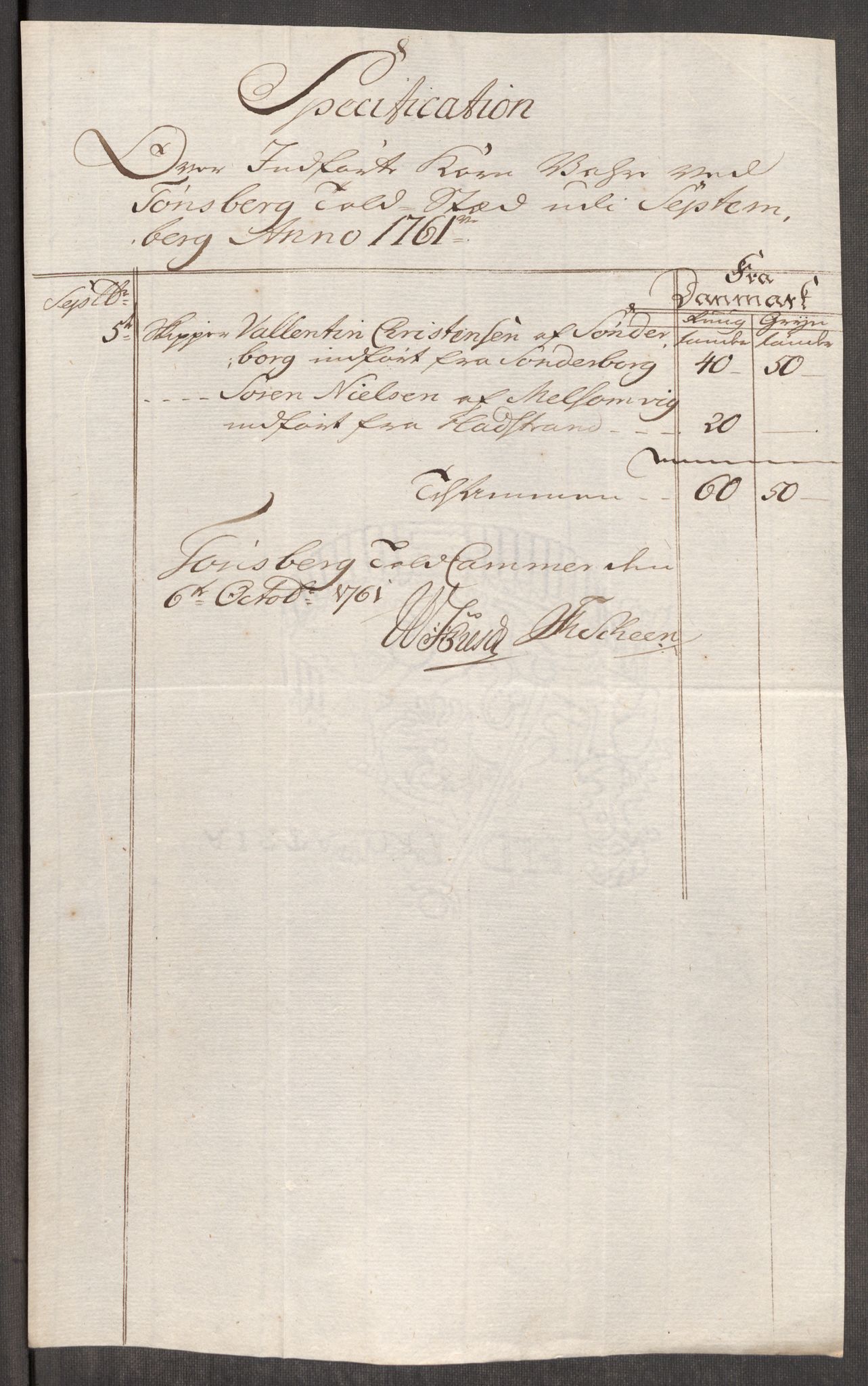 Rentekammeret inntil 1814, Realistisk ordnet avdeling, RA/EA-4070/Oe/L0007: [Ø1]: Priskuranter, 1761-1763, p. 159