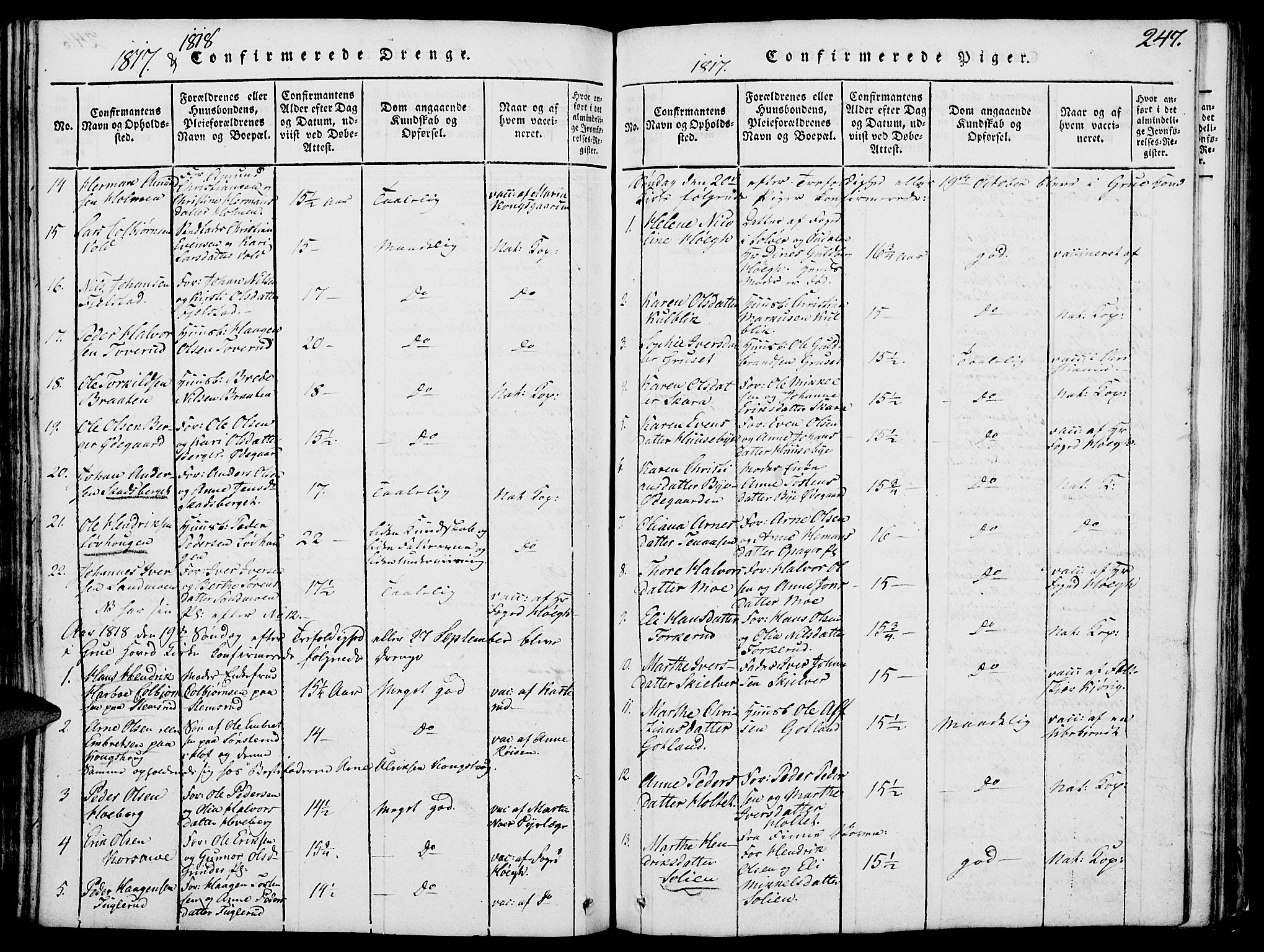 Grue prestekontor, SAH/PREST-036/H/Ha/Hab/L0002: Parish register (copy) no. 2, 1815-1841, p. 247
