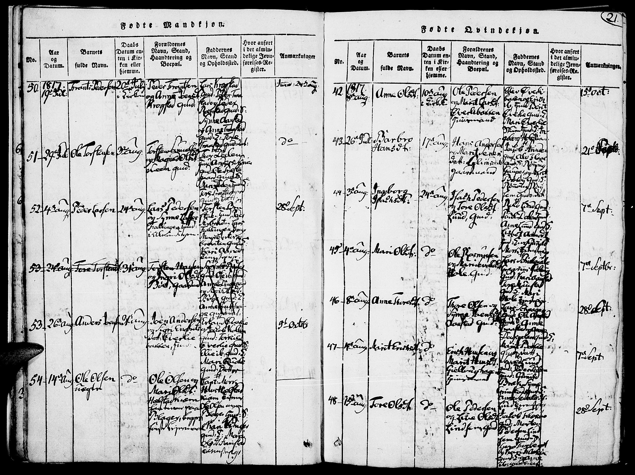 Lom prestekontor, AV/SAH-PREST-070/K/L0004: Parish register (official) no. 4, 1815-1825, p. 21