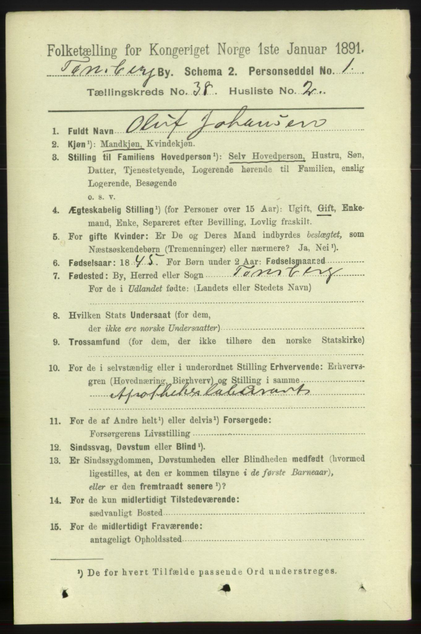 RA, 1891 census for 0705 Tønsberg, 1891, p. 8089