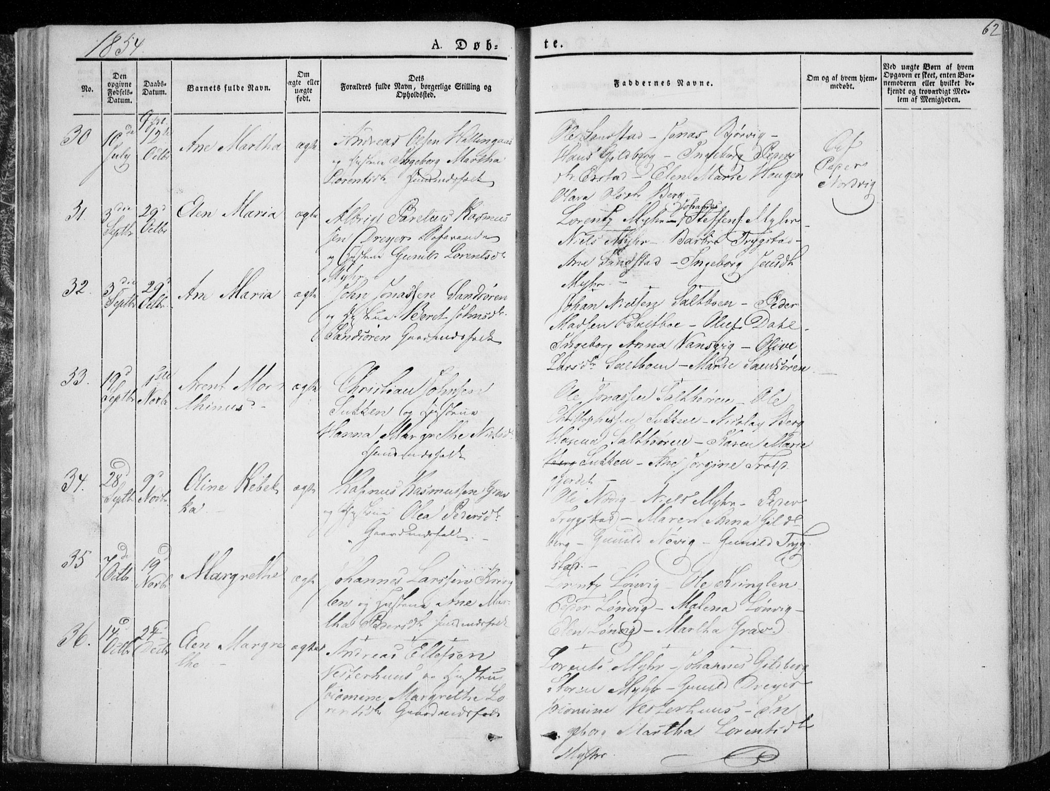 Ministerialprotokoller, klokkerbøker og fødselsregistre - Nord-Trøndelag, SAT/A-1458/722/L0218: Parish register (official) no. 722A05, 1843-1868, p. 62