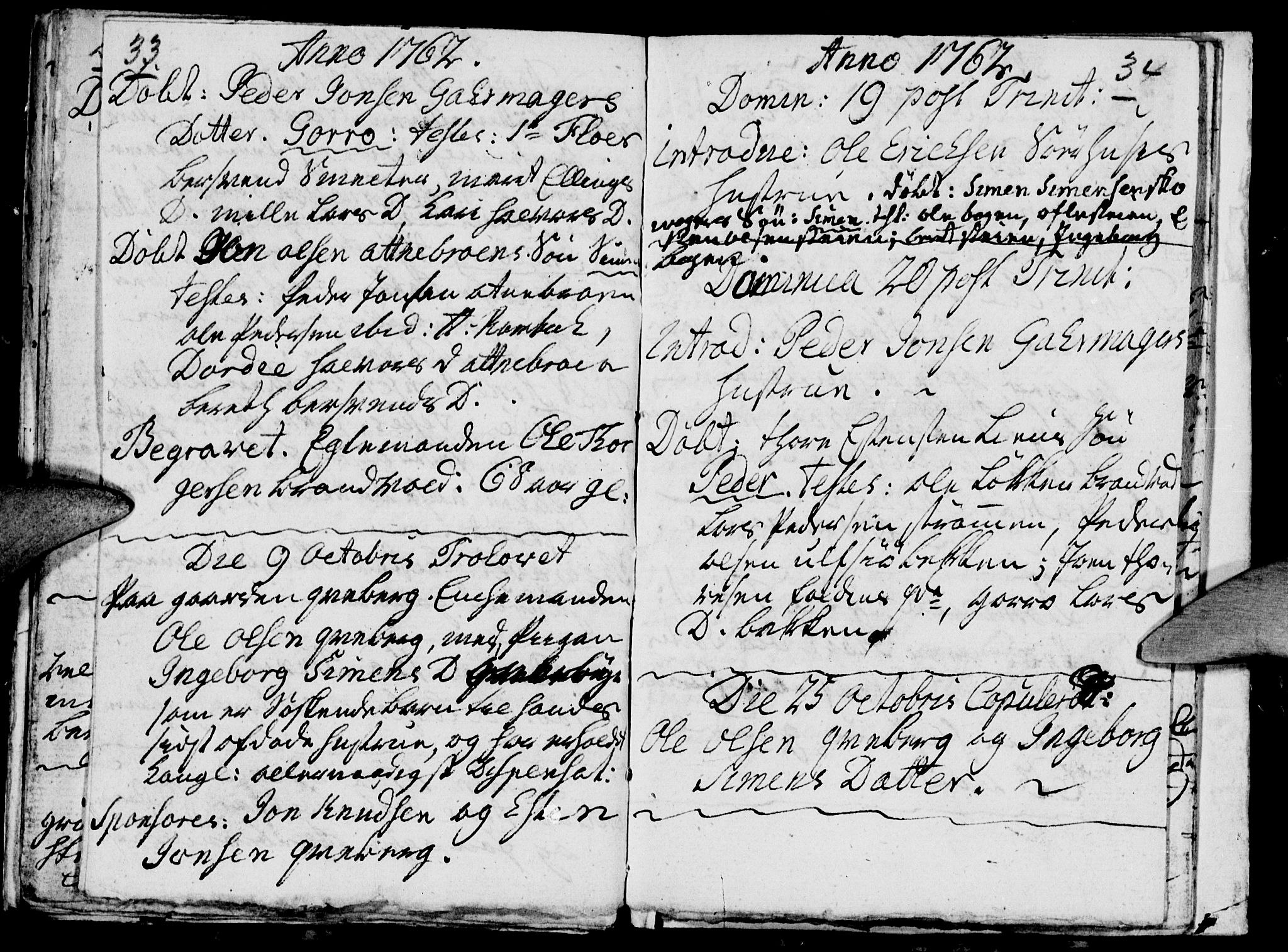 Tynset prestekontor, SAH/PREST-058/H/Ha/Haa/L0004: Parish register (official) no. 4, 1761-1763, p. 33-34
