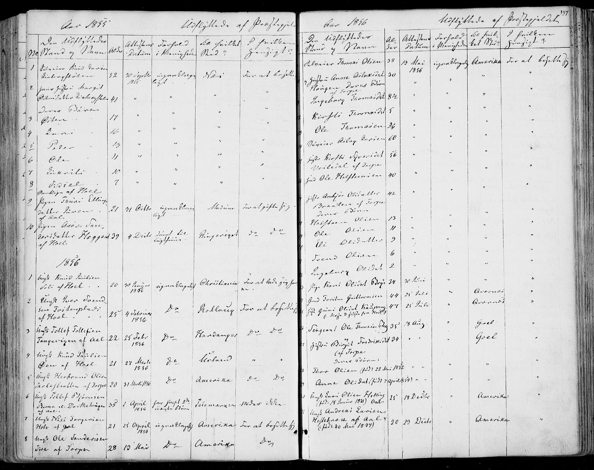 Ål kirkebøker, AV/SAKO-A-249/F/Fa/L0006: Parish register (official) no. I 6, 1849-1864, p. 237