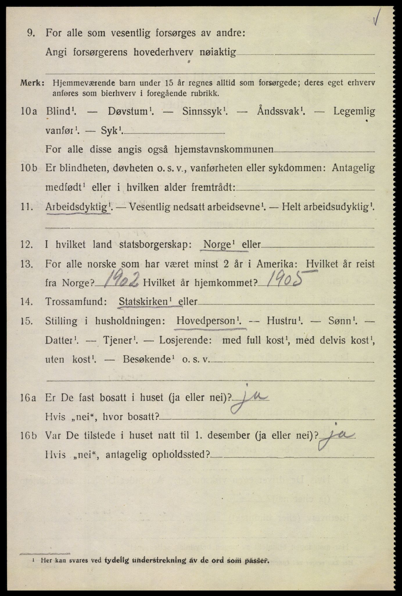 SAH, 1920 census for Ringebu, 1920, p. 9416