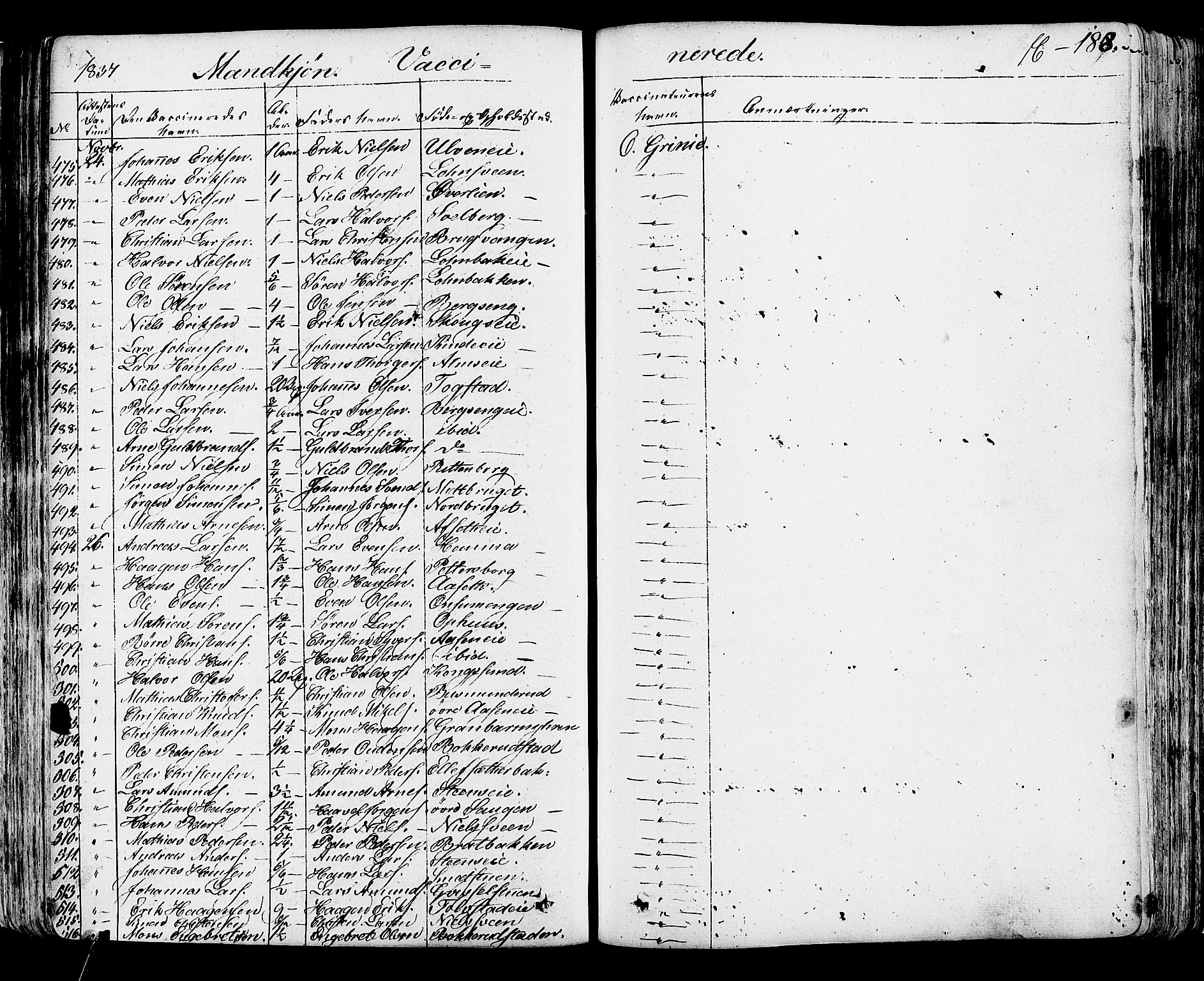 Ringsaker prestekontor, AV/SAH-PREST-014/K/Ka/L0007: Parish register (official) no. 7A, 1826-1837, p. 188