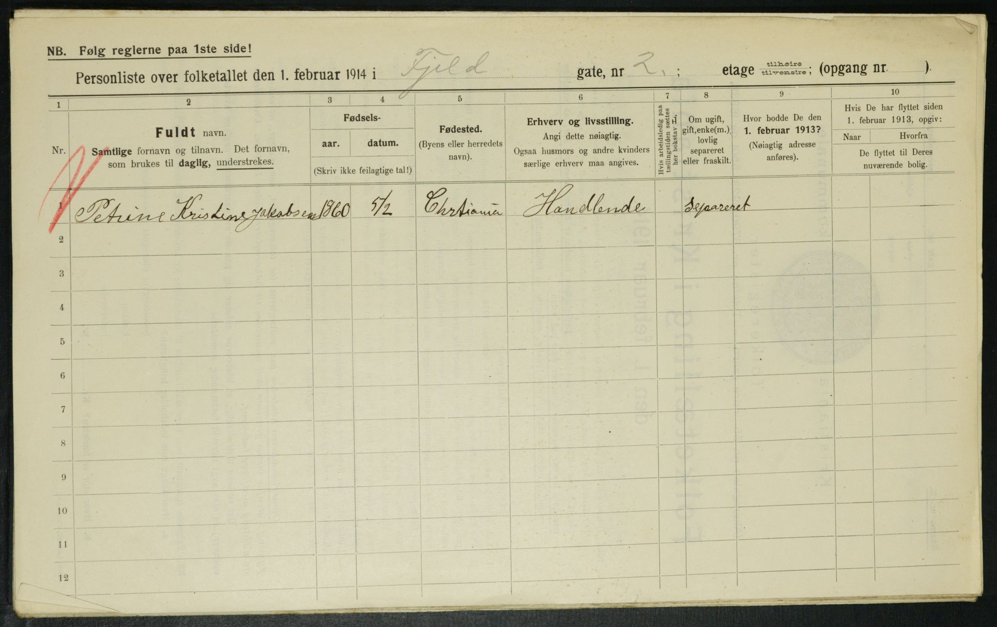 OBA, Municipal Census 1914 for Kristiania, 1914, p. 24447