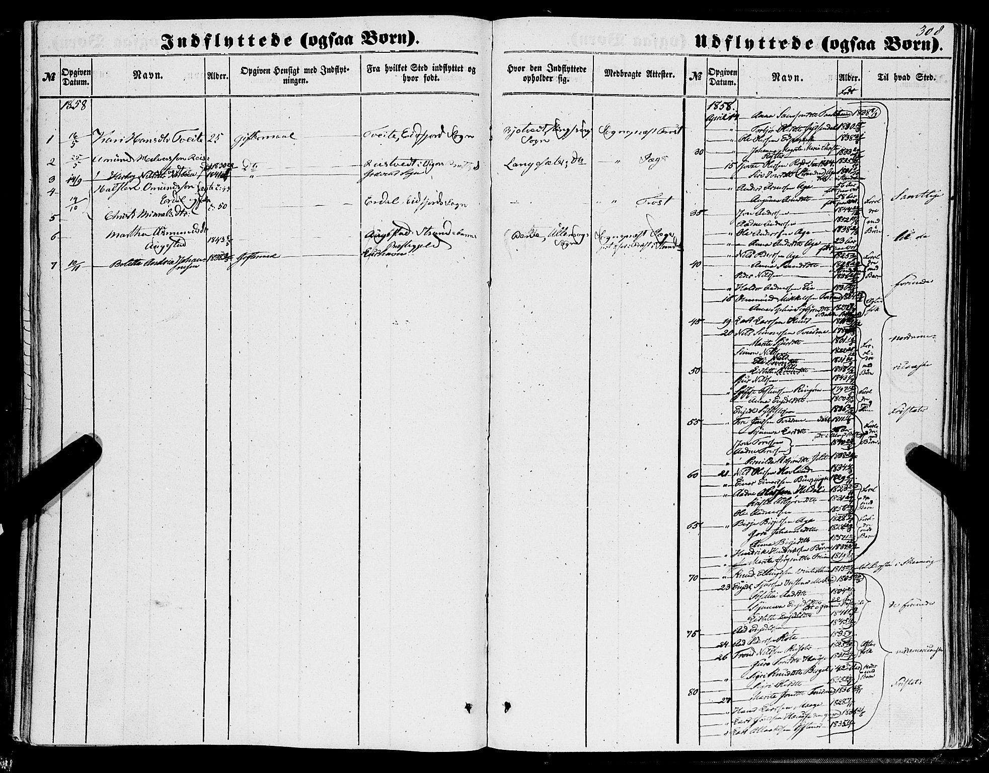 Ullensvang sokneprestembete, SAB/A-78701/H/Haa: Parish register (official) no. A 11, 1854-1866, p. 308