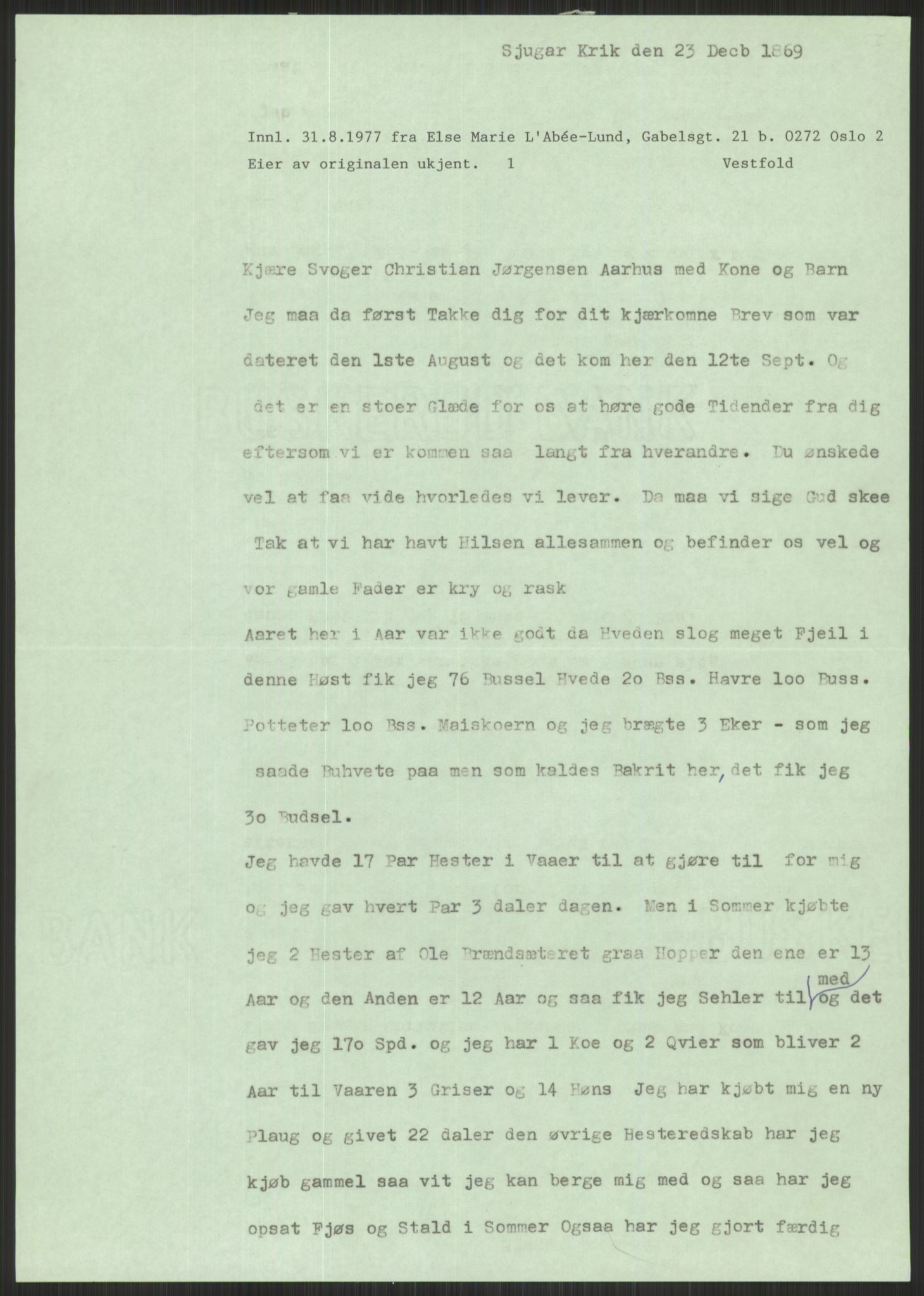 Samlinger til kildeutgivelse, Amerikabrevene, AV/RA-EA-4057/F/L0022: Innlån fra Vestfold. Innlån fra Telemark: Bratås - Duus, 1838-1914, p. 13