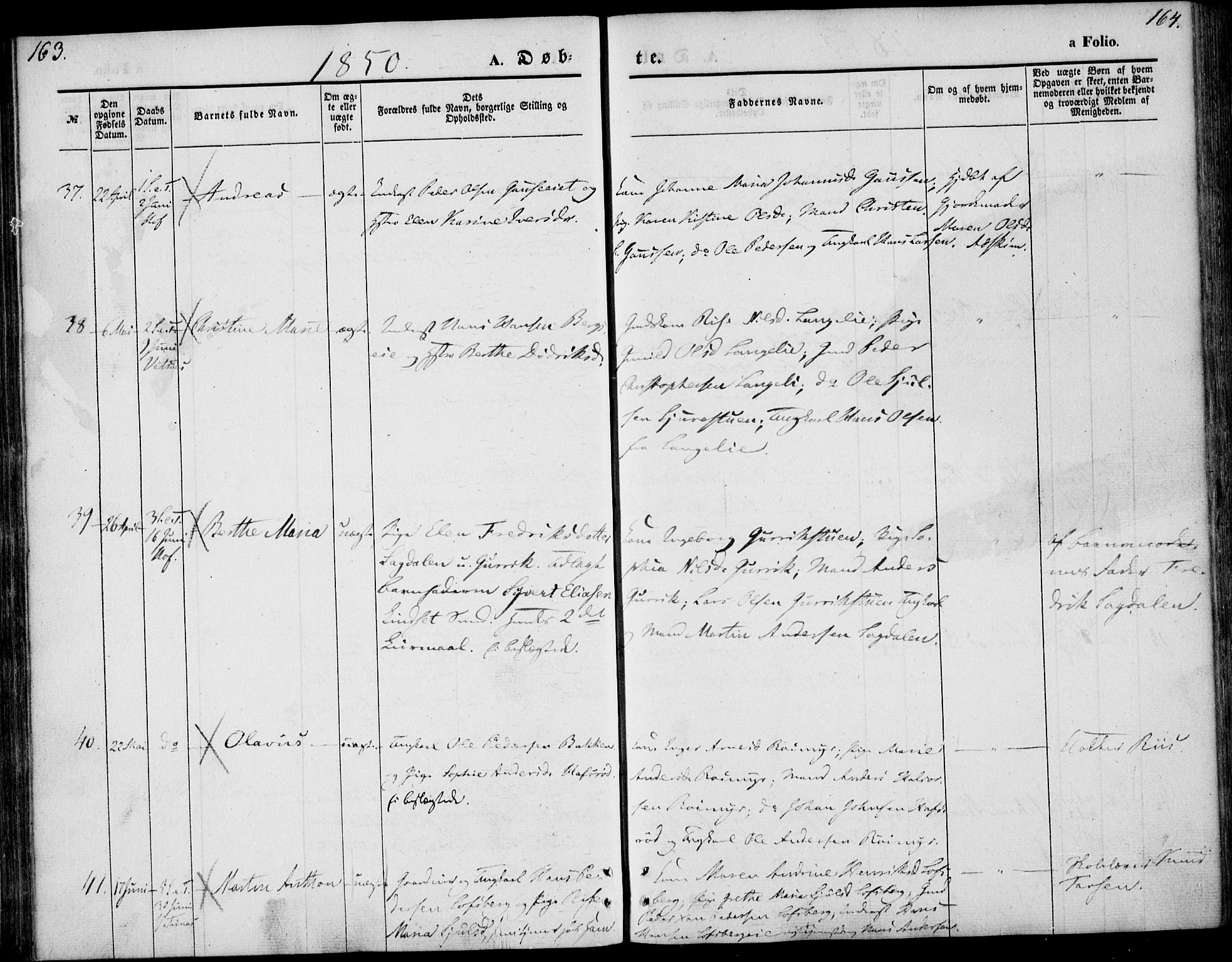 Hof kirkebøker, SAKO/A-64/F/Fa/L0005: Parish register (official) no. I 5, 1844-1851, p. 163-164