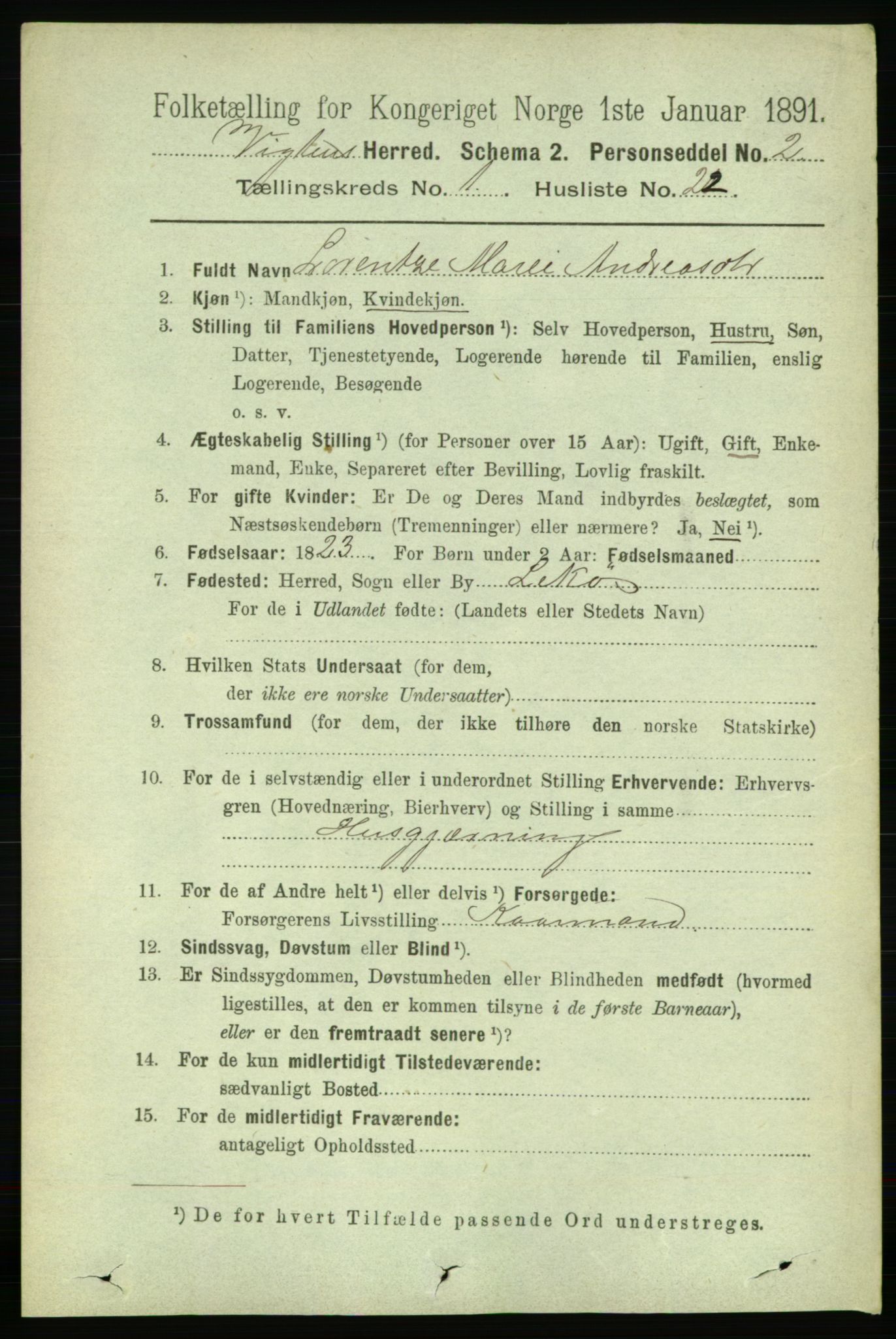 RA, 1891 census for 1750 Vikna, 1891, p. 244