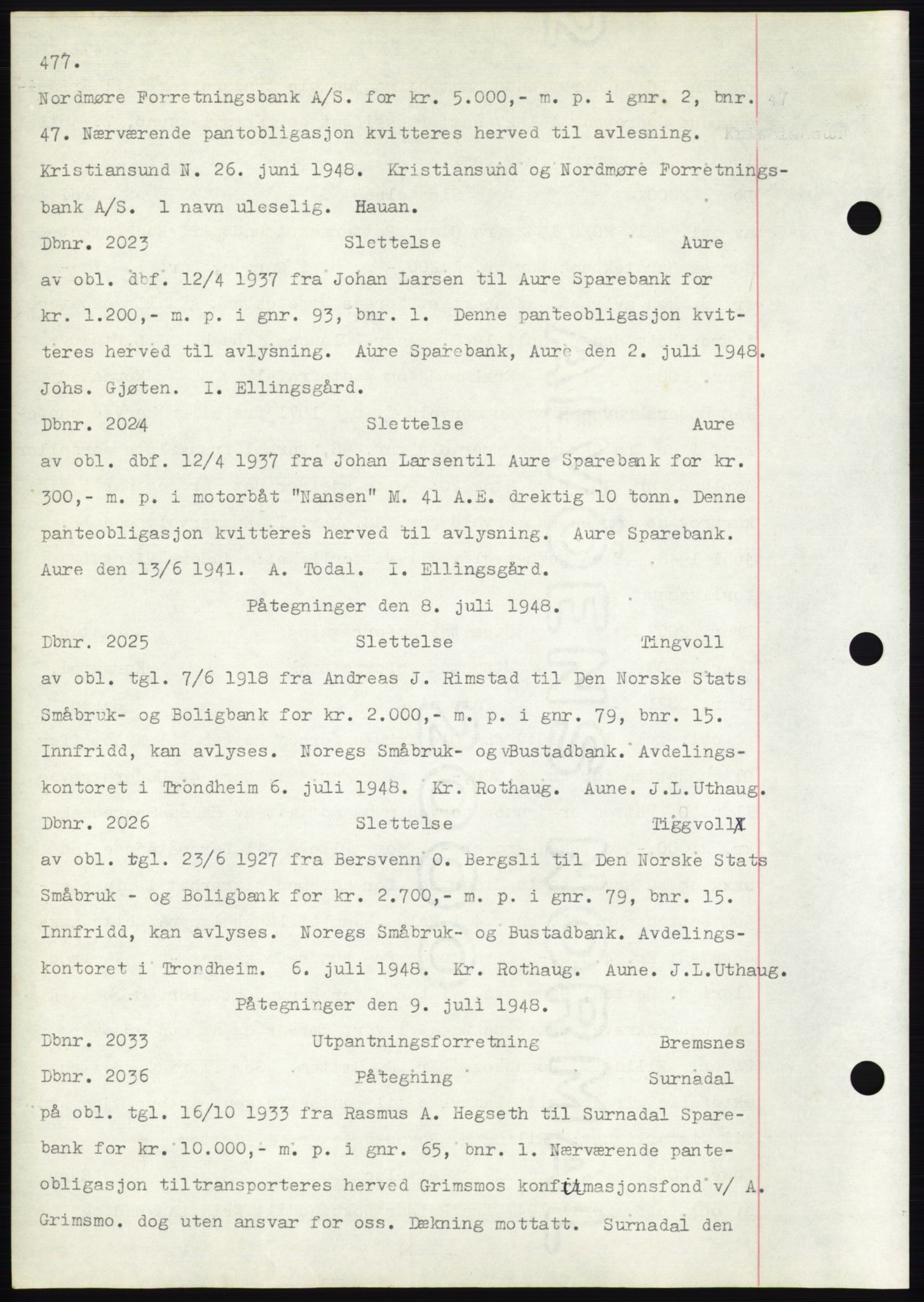Nordmøre sorenskriveri, SAT/A-4132/1/2/2Ca: Mortgage book no. C82b, 1946-1951, Diary no: : 2023/1948