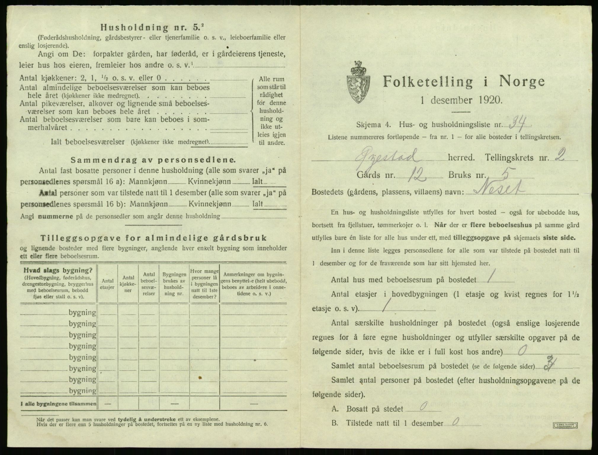 SAK, 1920 census for Øyestad, 1920, p. 202