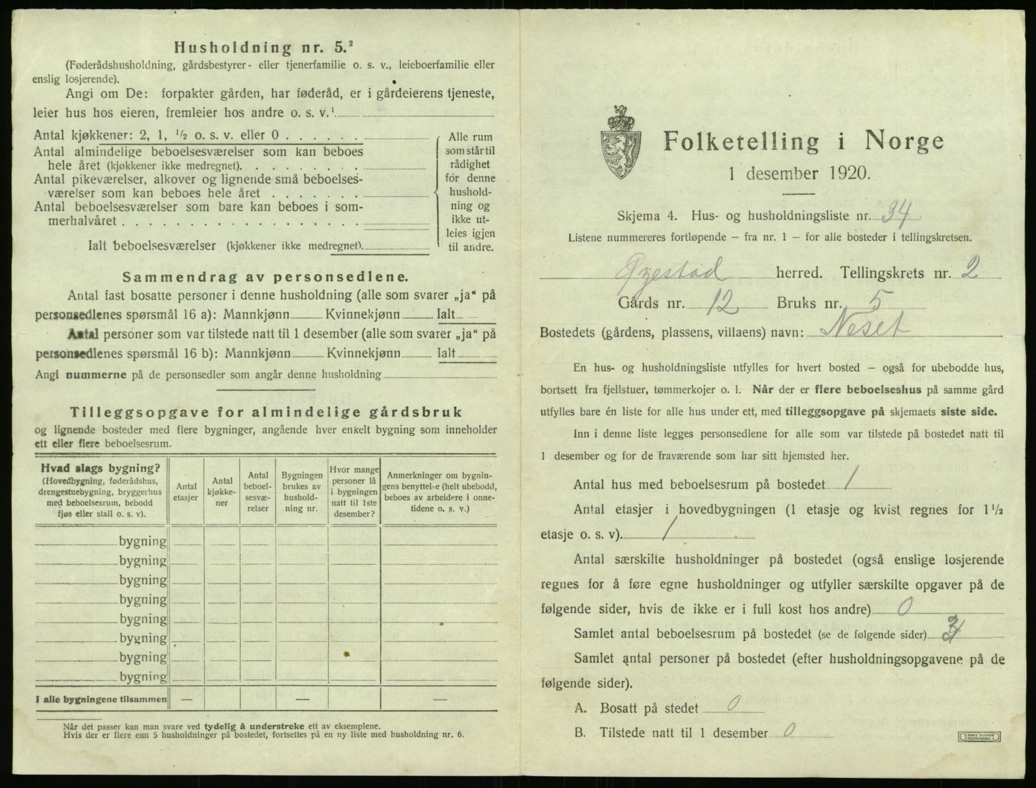 SAK, 1920 census for Øyestad, 1920, p. 202