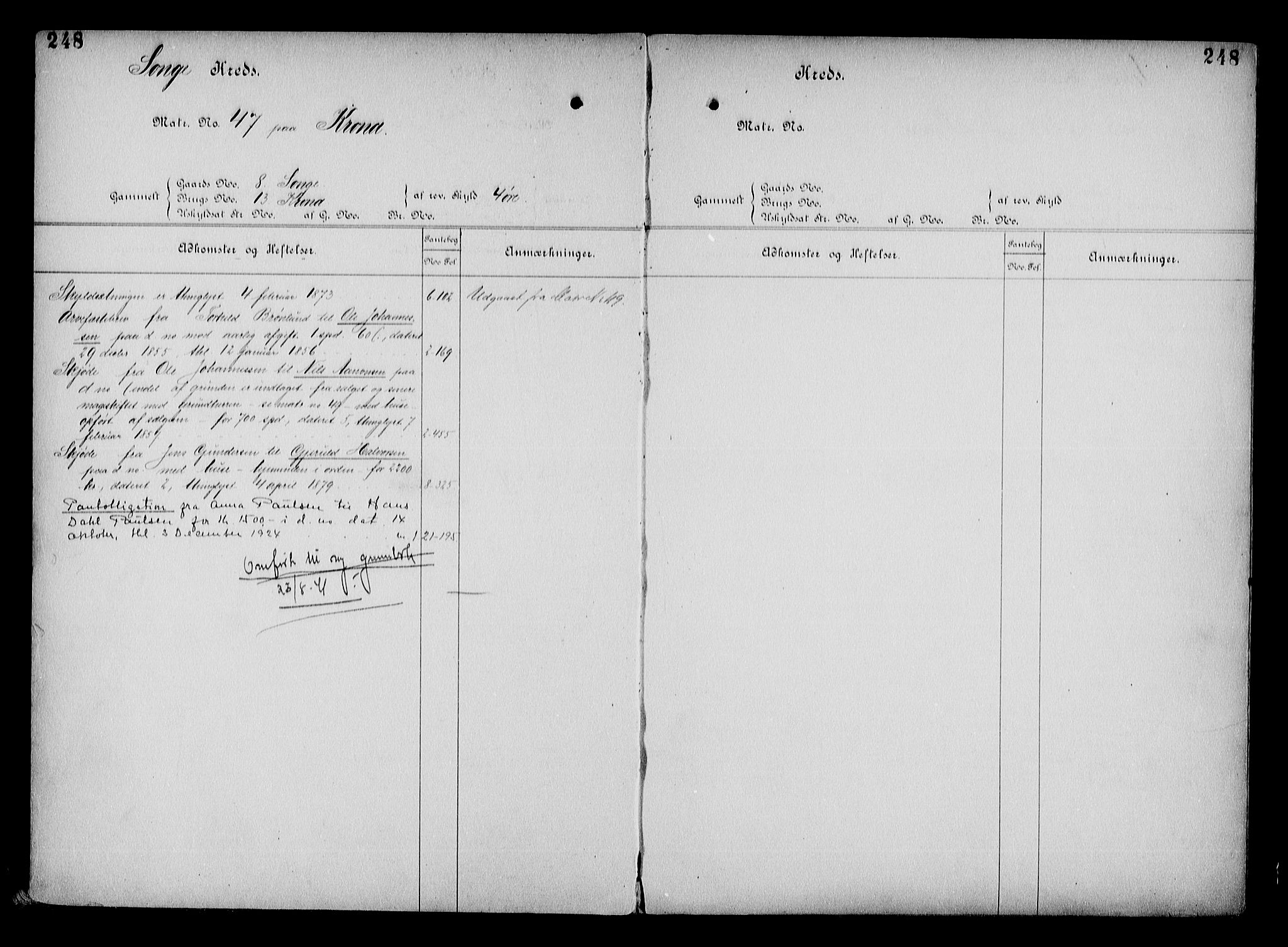 Arendal byfogd, AV/SAK-1222-0001/G/Ga/L0015: Mortgage register no. 13, 1860-1960, p. 248