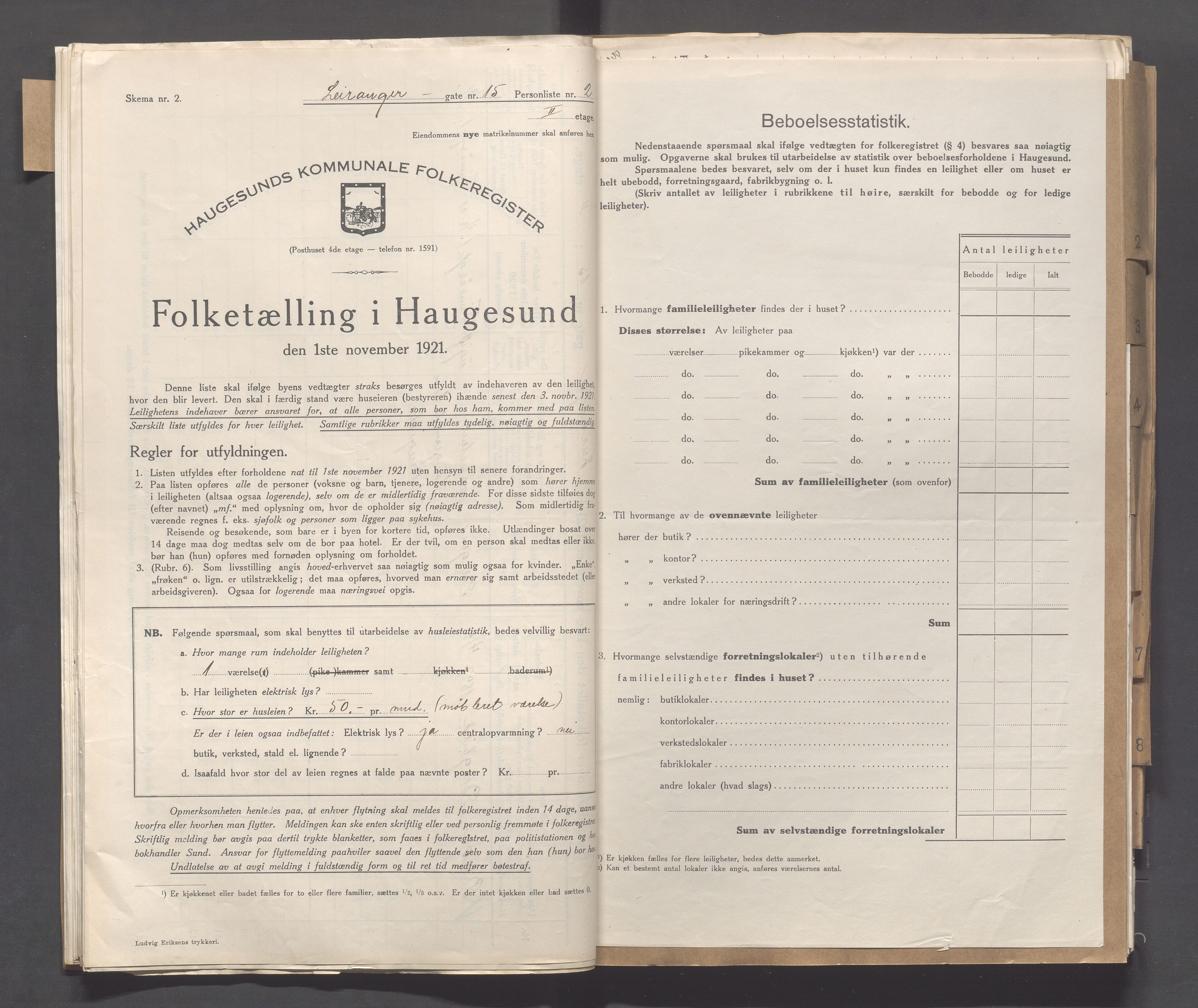 IKAR, Local census 1.11.1921 for Haugesund, 1921, p. 3037