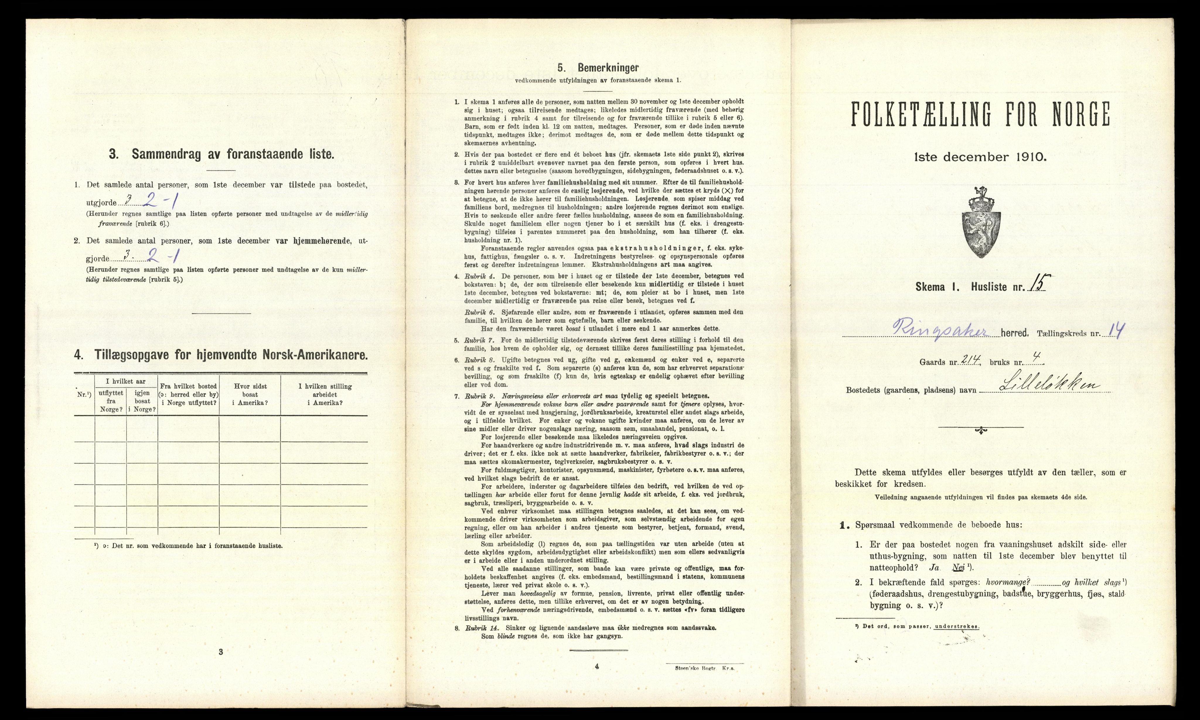 RA, 1910 census for Ringsaker, 1910, p. 2773