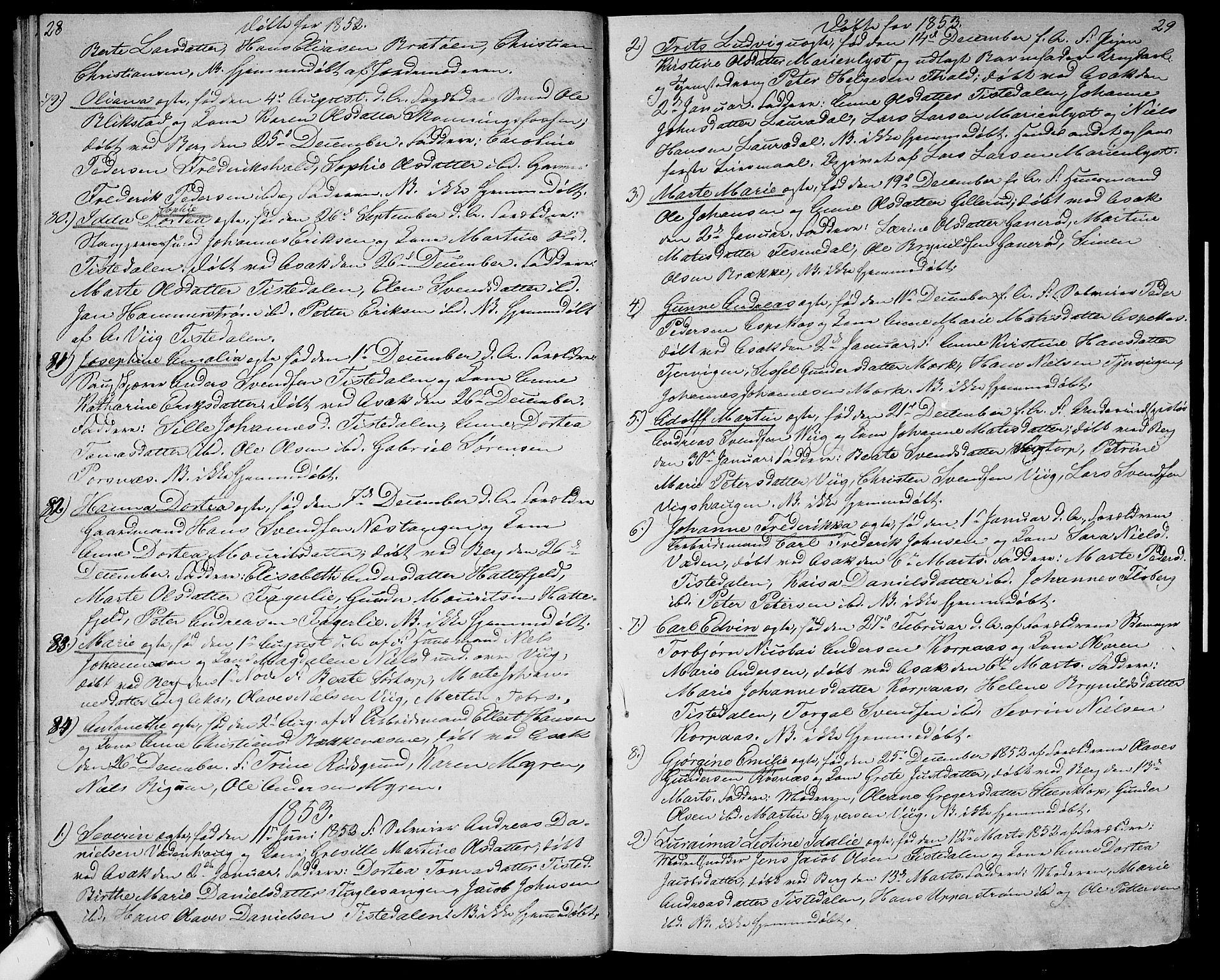 Berg prestekontor Kirkebøker, SAO/A-10902/G/Ga/L0003: Parish register (copy) no.  I 3, 1850-1866, p. 28-29