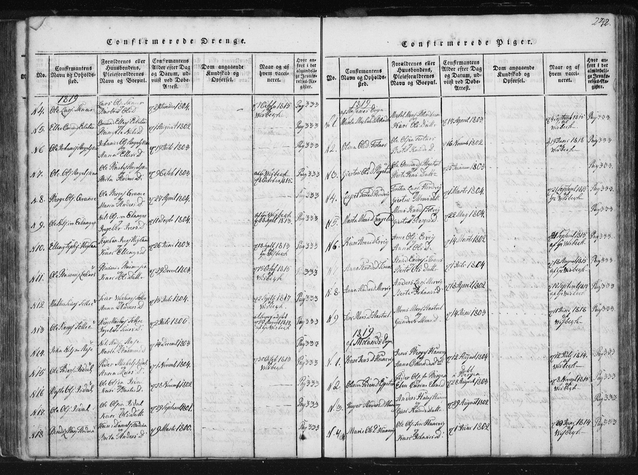 Hamre sokneprestembete, AV/SAB-A-75501/H/Ha/Haa/Haaa/L0010: Parish register (official) no. A 10, 1816-1826, p. 242