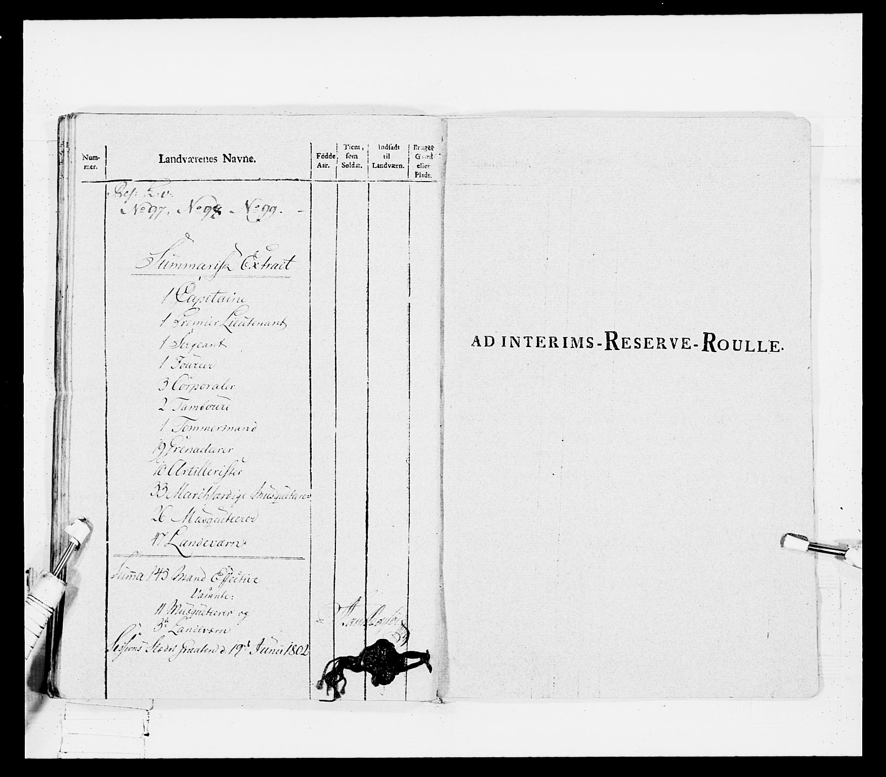 Generalitets- og kommissariatskollegiet, Det kongelige norske kommissariatskollegium, AV/RA-EA-5420/E/Eh/L0114: Telemarkske nasjonale infanteriregiment, 1789-1802, p. 263