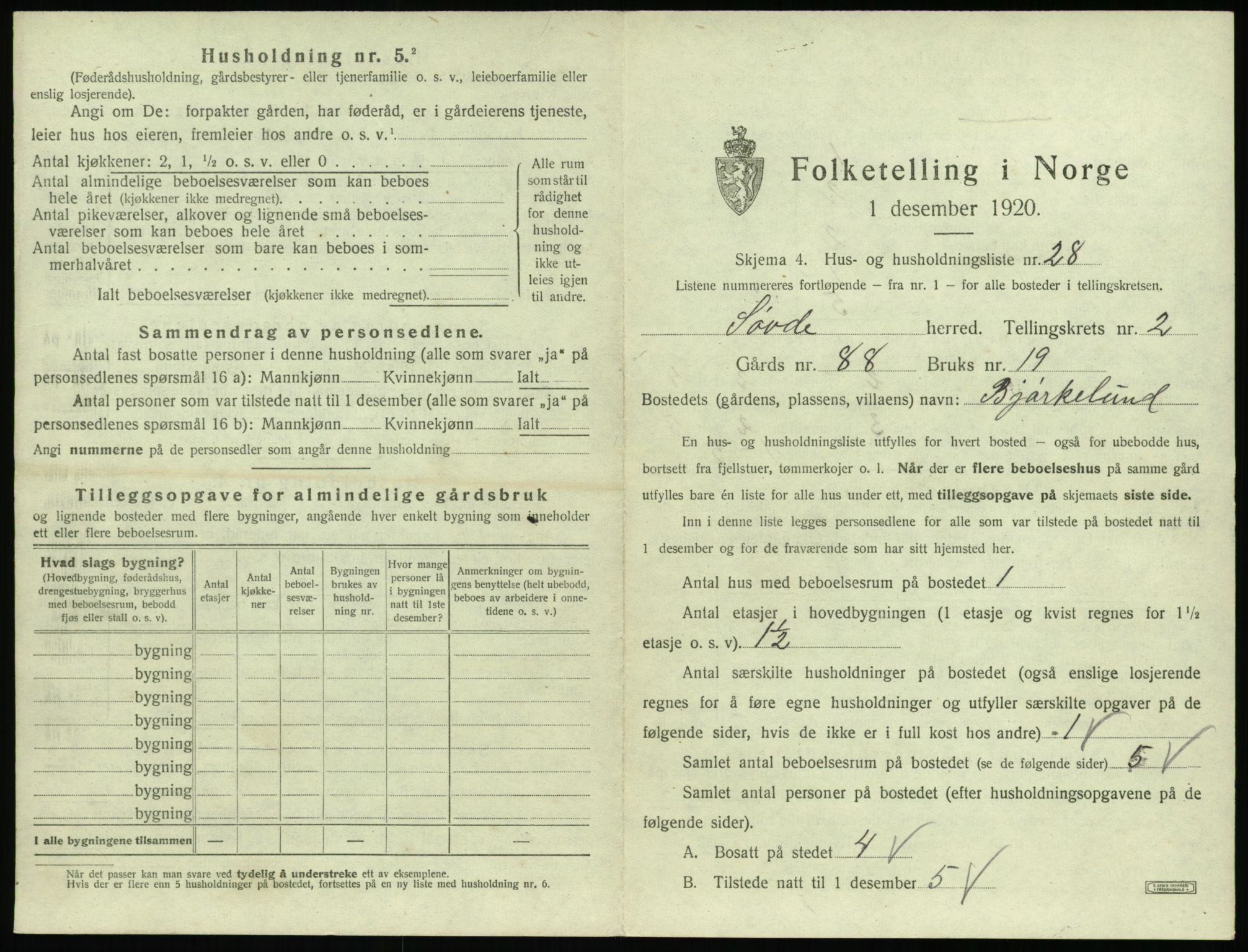 SAT, 1920 census for Syvde, 1920, p. 124