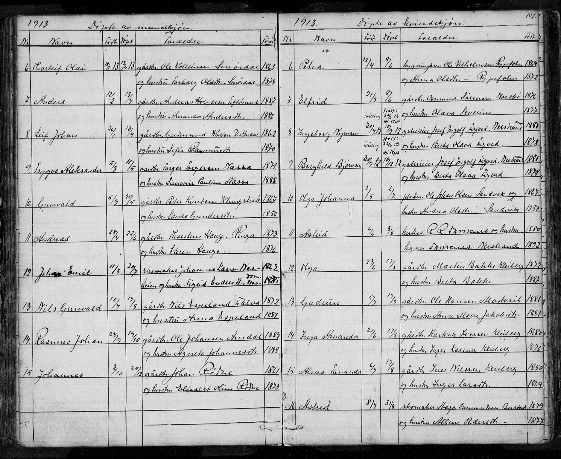 Nedstrand sokneprestkontor, SAST/A-101841/01/V: Parish register (copy) no. B 3, 1848-1933, p. 107