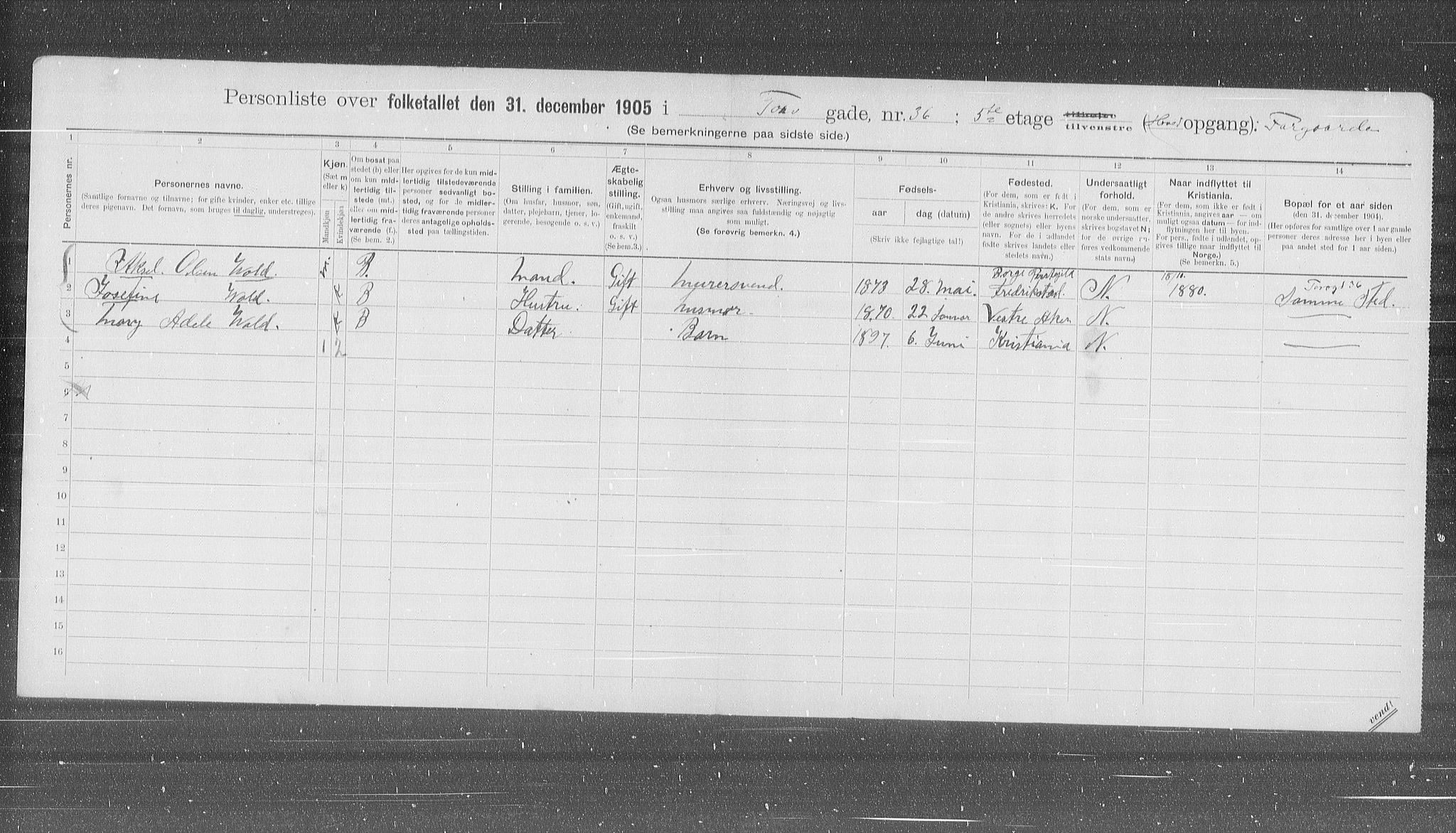 OBA, Municipal Census 1905 for Kristiania, 1905, p. 60474