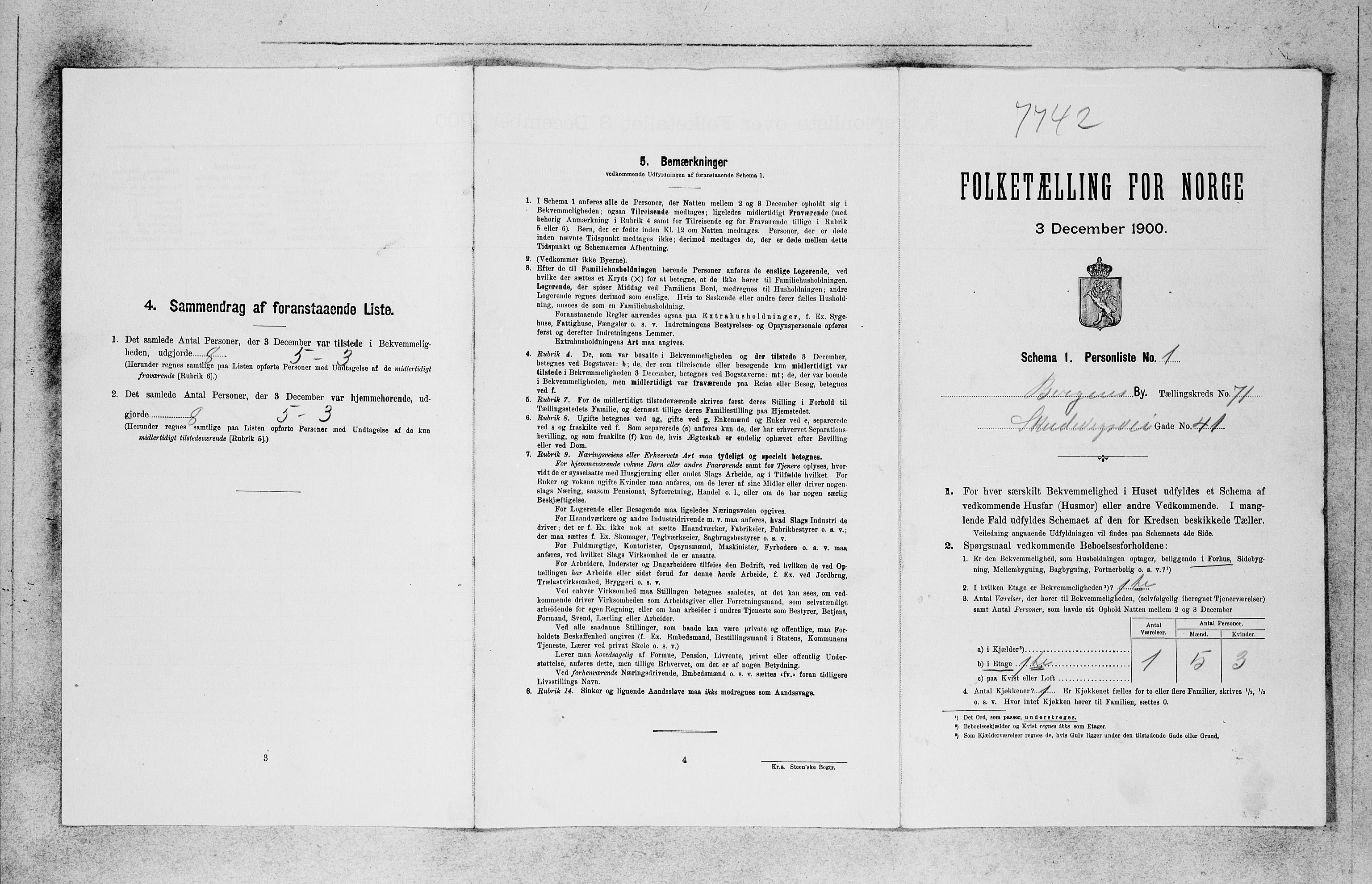 SAB, 1900 census for Bergen, 1900, p. 14845