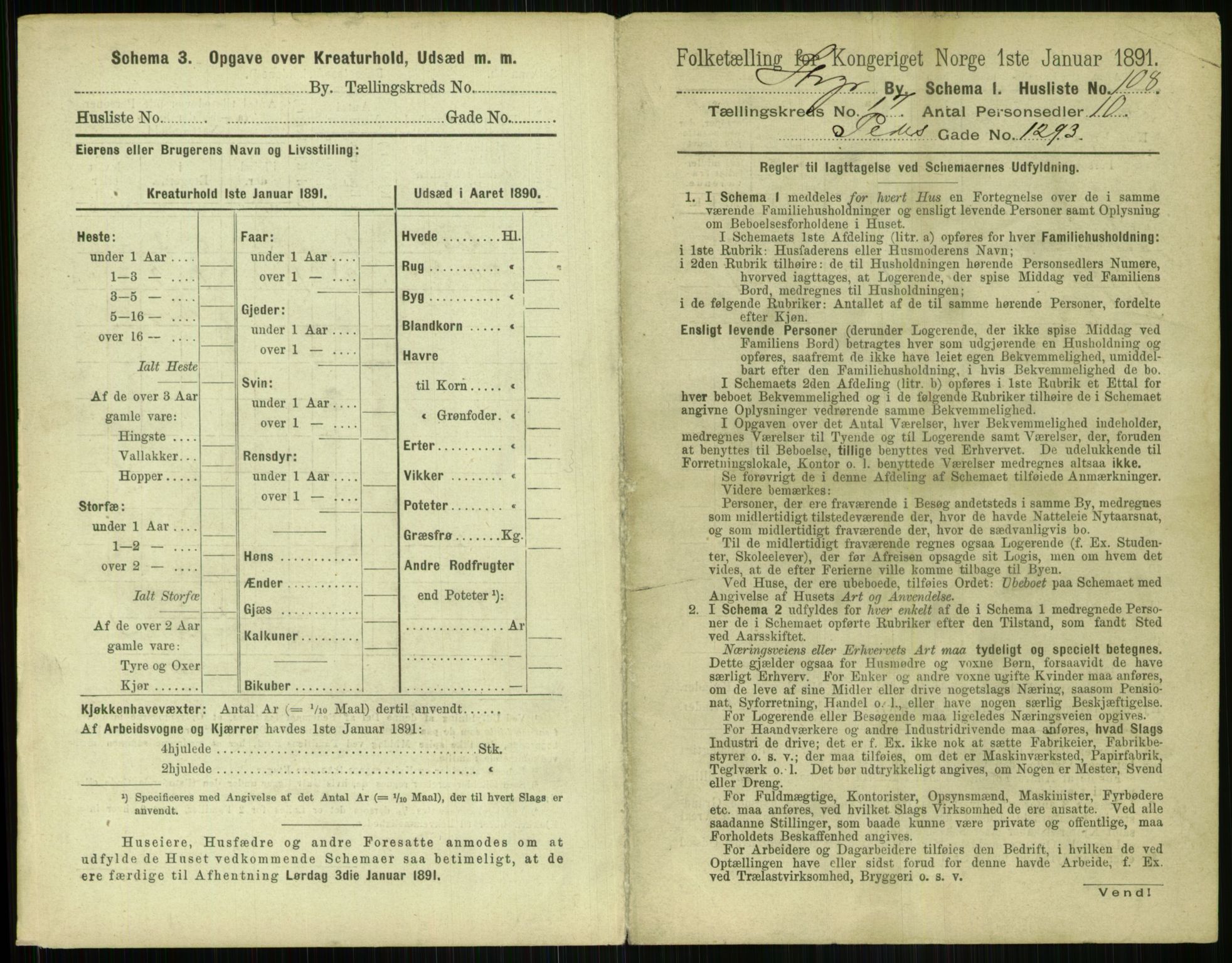 RA, 1891 census for 1103 Stavanger, 1891, p. 3399