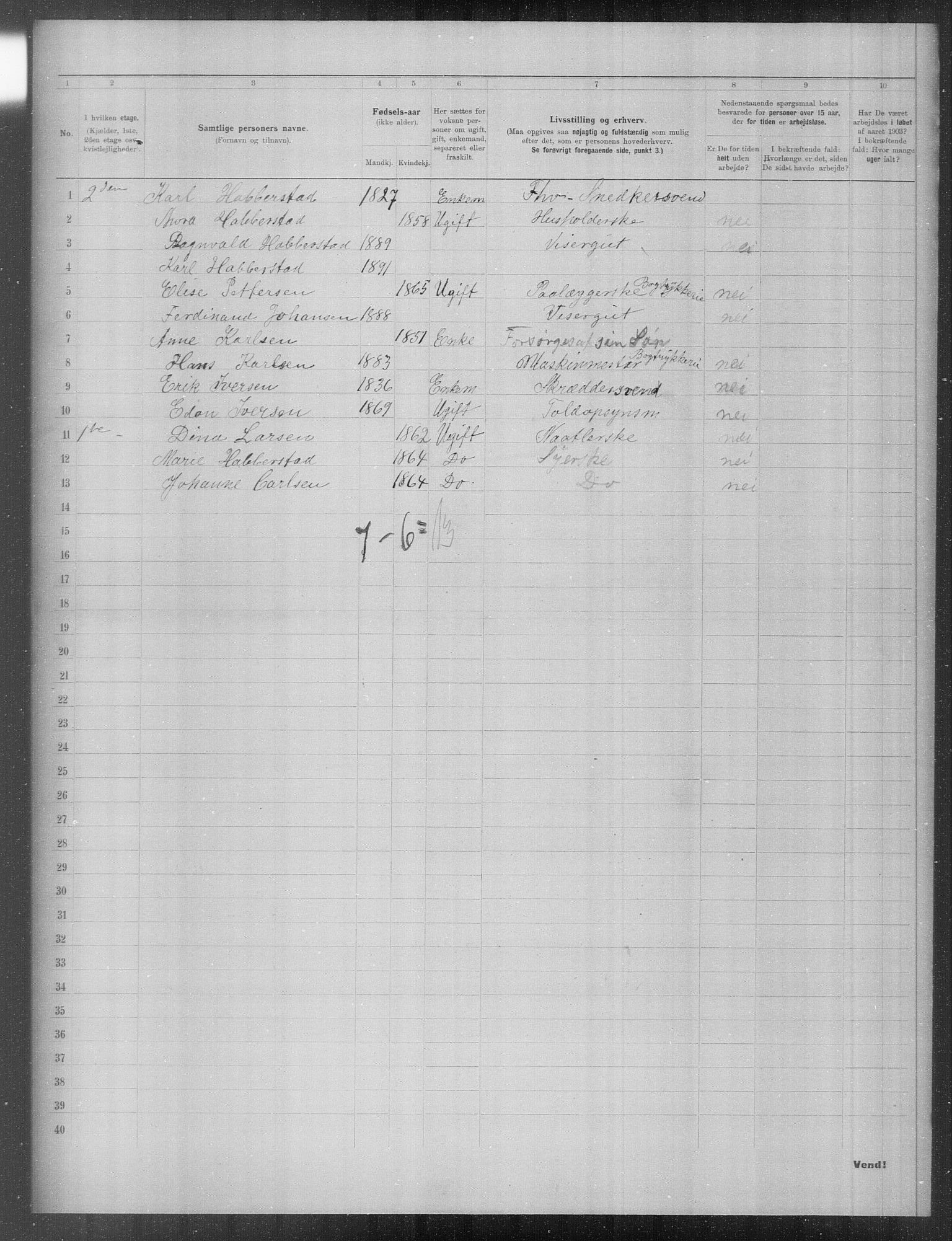 OBA, Municipal Census 1903 for Kristiania, 1903, p. 22170