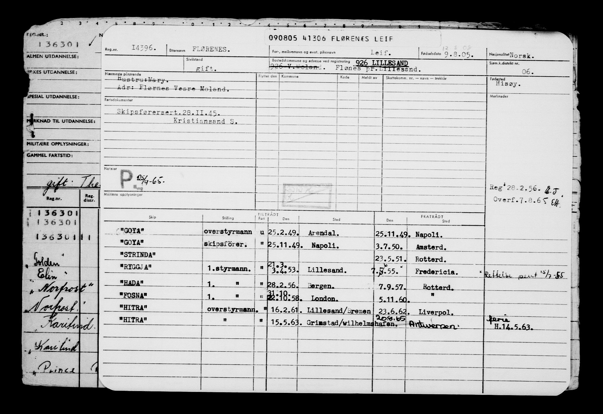 Direktoratet for sjømenn, AV/RA-S-3545/G/Gb/L0060: Hovedkort, 1905, p. 462