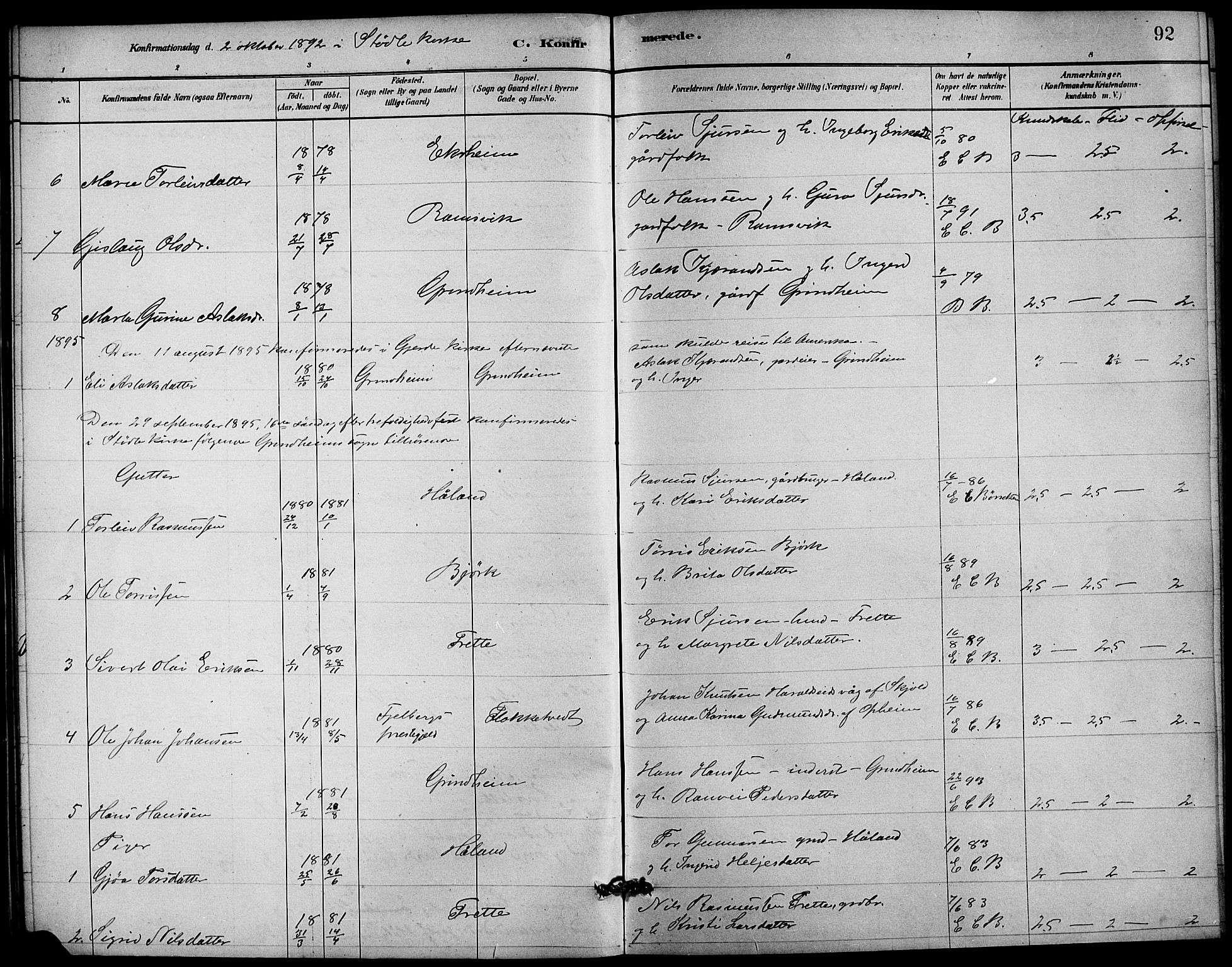Etne sokneprestembete, SAB/A-75001/H/Hab: Parish register (copy) no. C 4, 1879-1896, p. 92