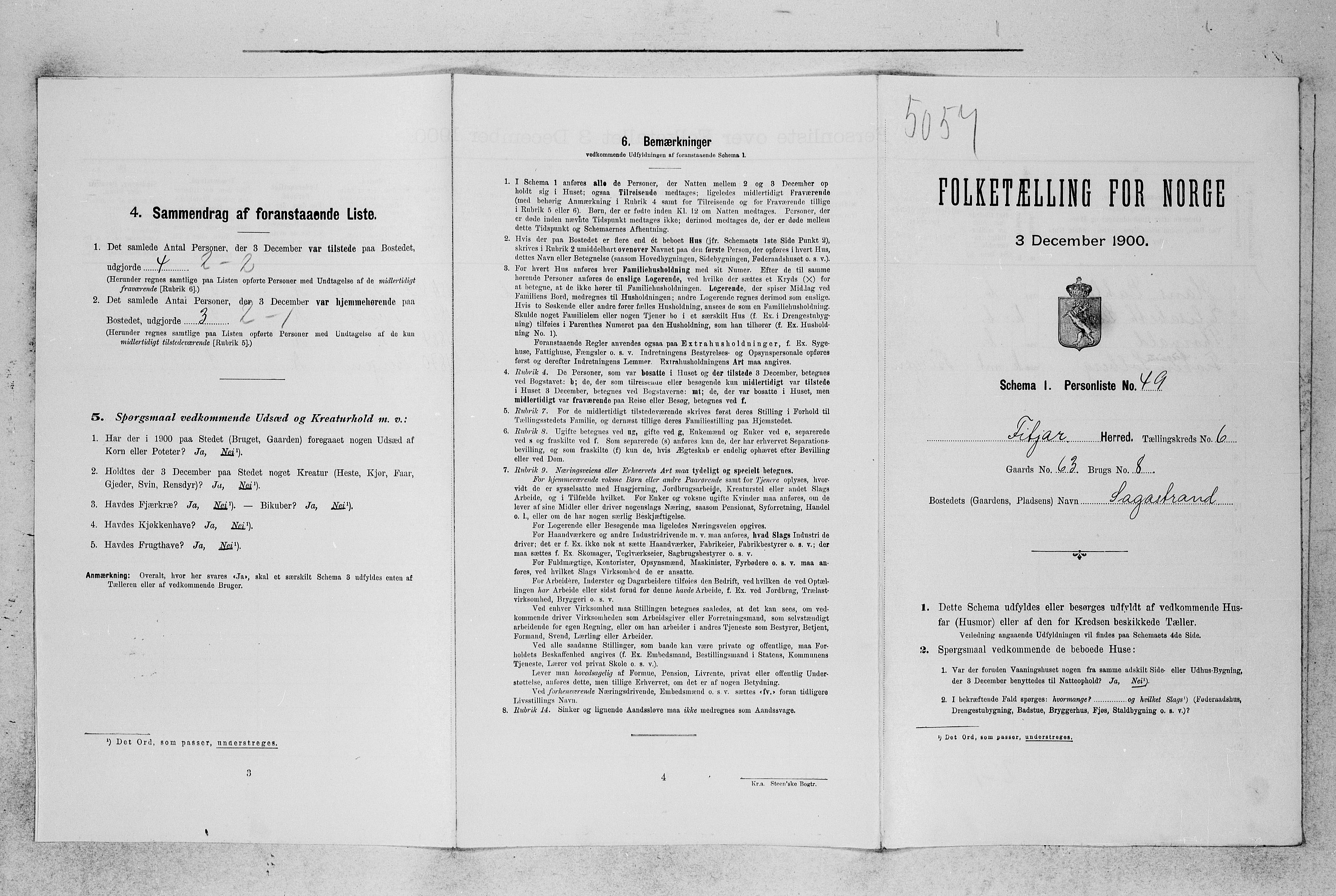 SAB, 1900 census for Fitjar, 1900, p. 675