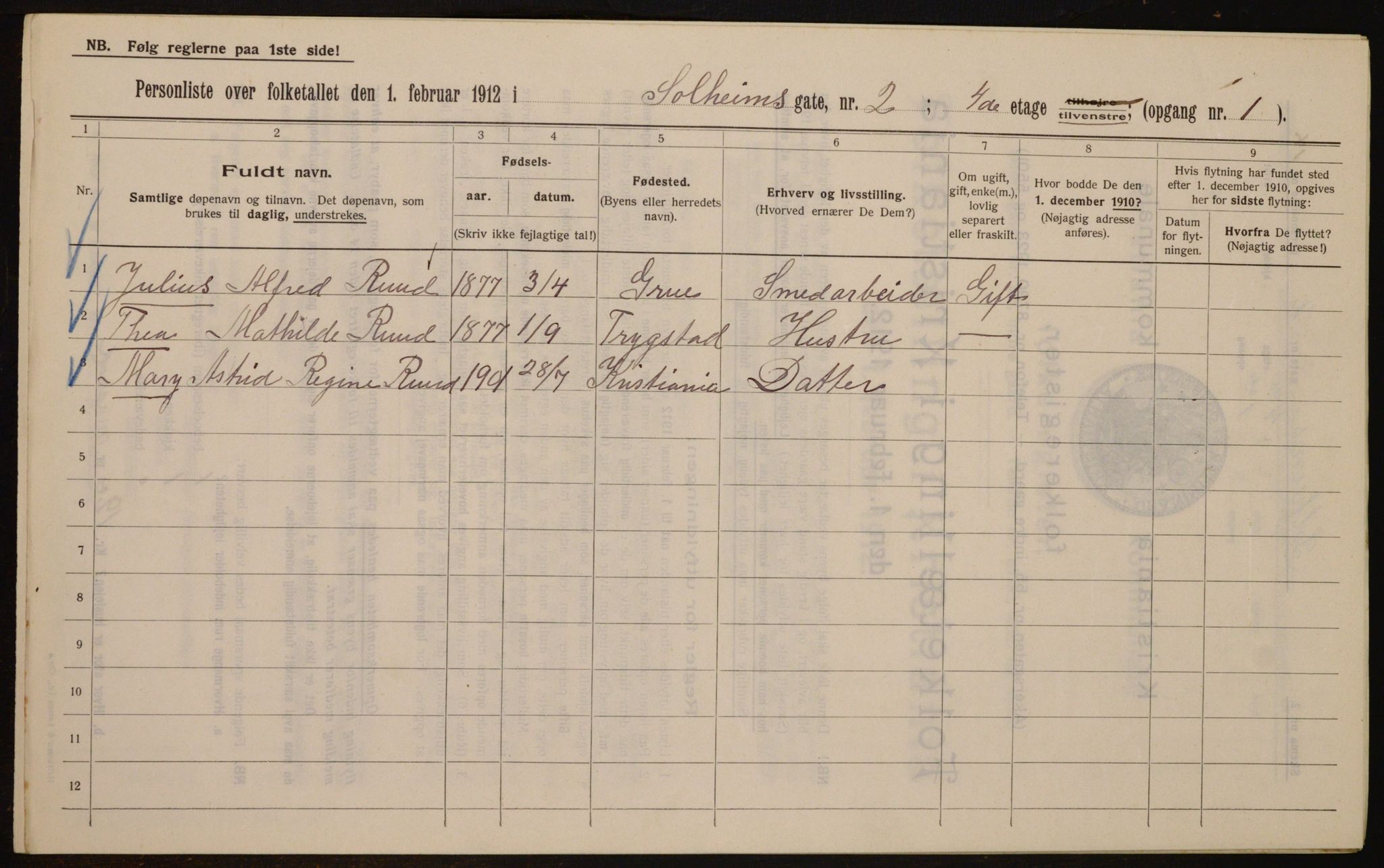 OBA, Municipal Census 1912 for Kristiania, 1912, p. 99839